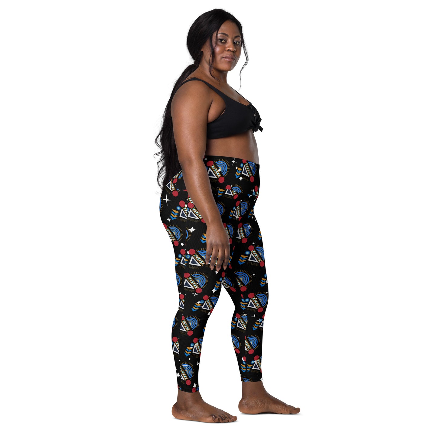 AfriBix Yanga Ankara High Waist Leggings with pockets - Black