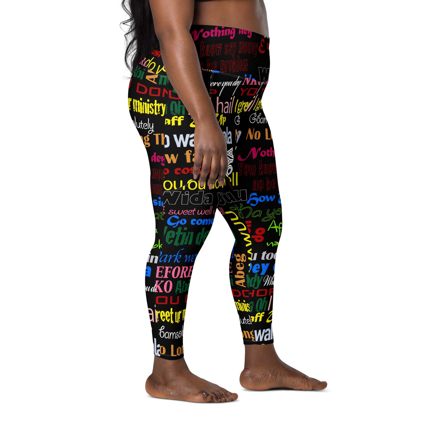 AfriBix Pidgin Print High-waist Leggings with pockets