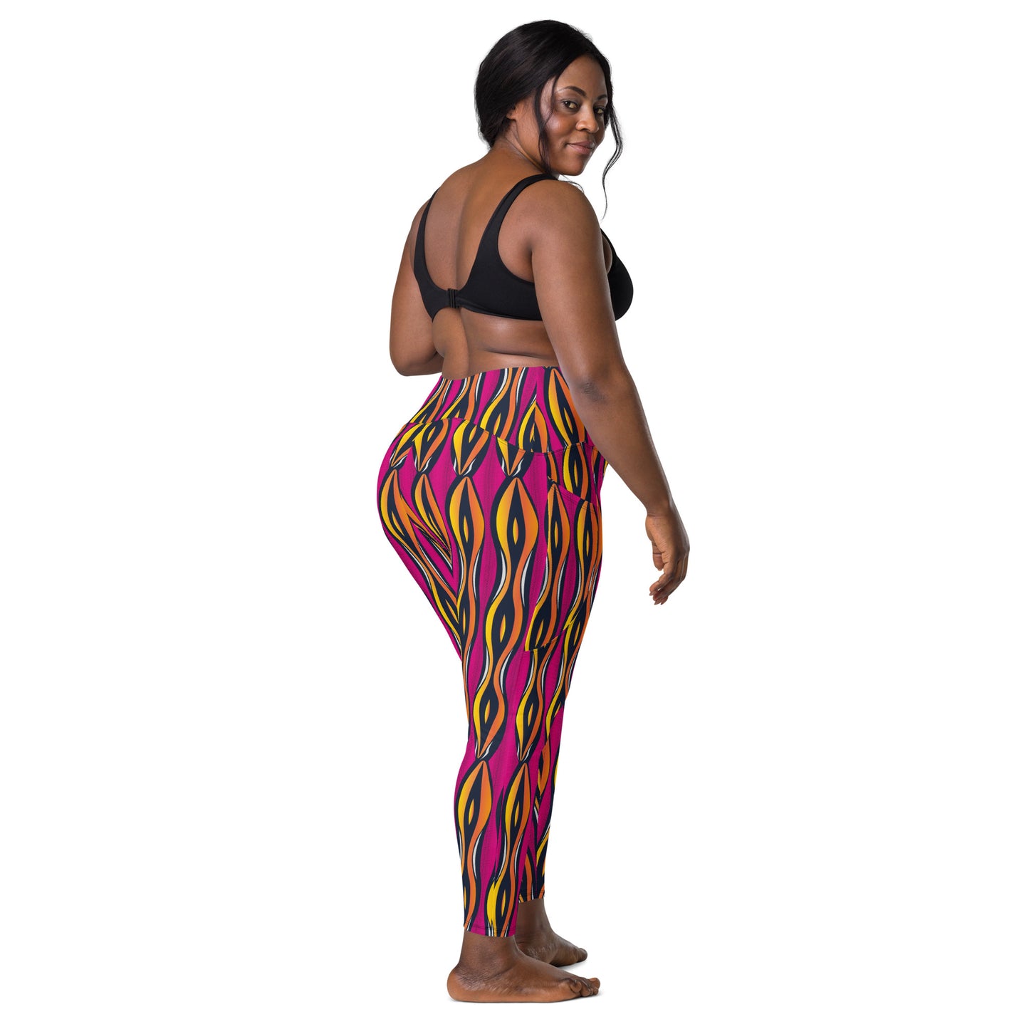 AfriBix Shakara Ankara High Waist Leggings with pockets - Pink