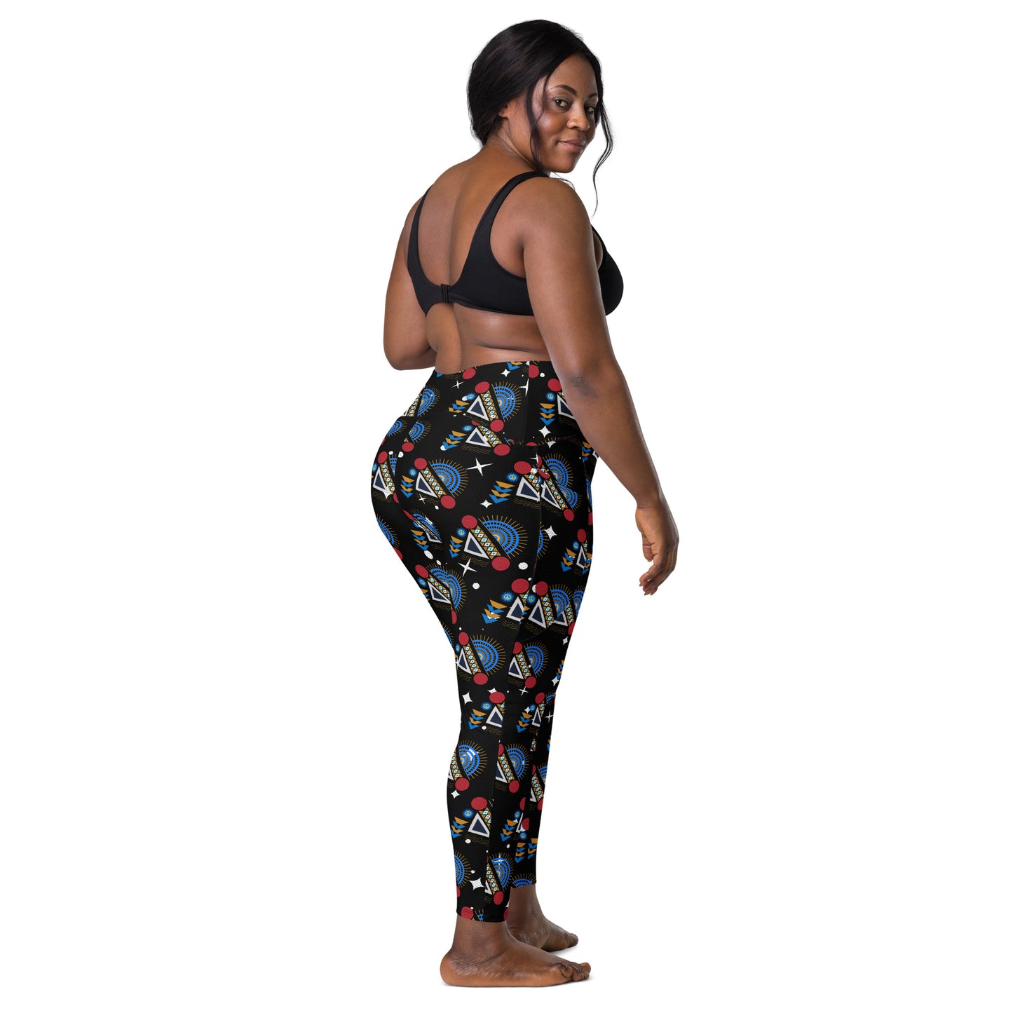 AfriBix Yanga Ankara High Waist Leggings with pockets - Black