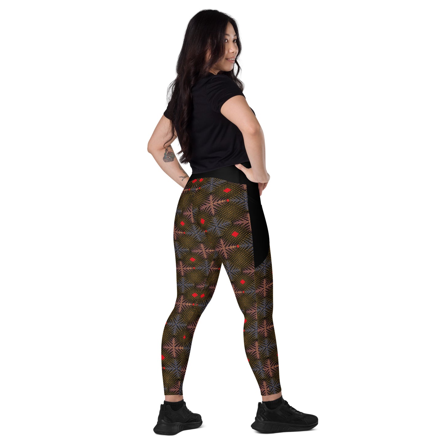 AfriBix Ankara High-Waist Leggings with pockets - Black