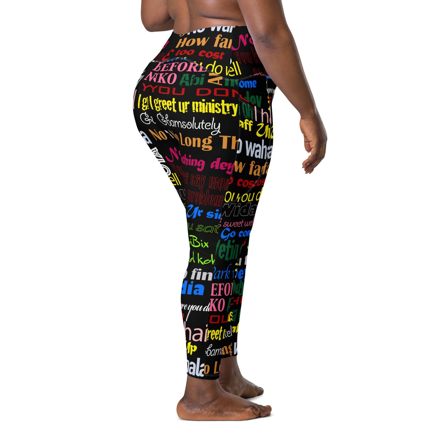 AfriBix Pidgin Print High-waist Leggings with pockets