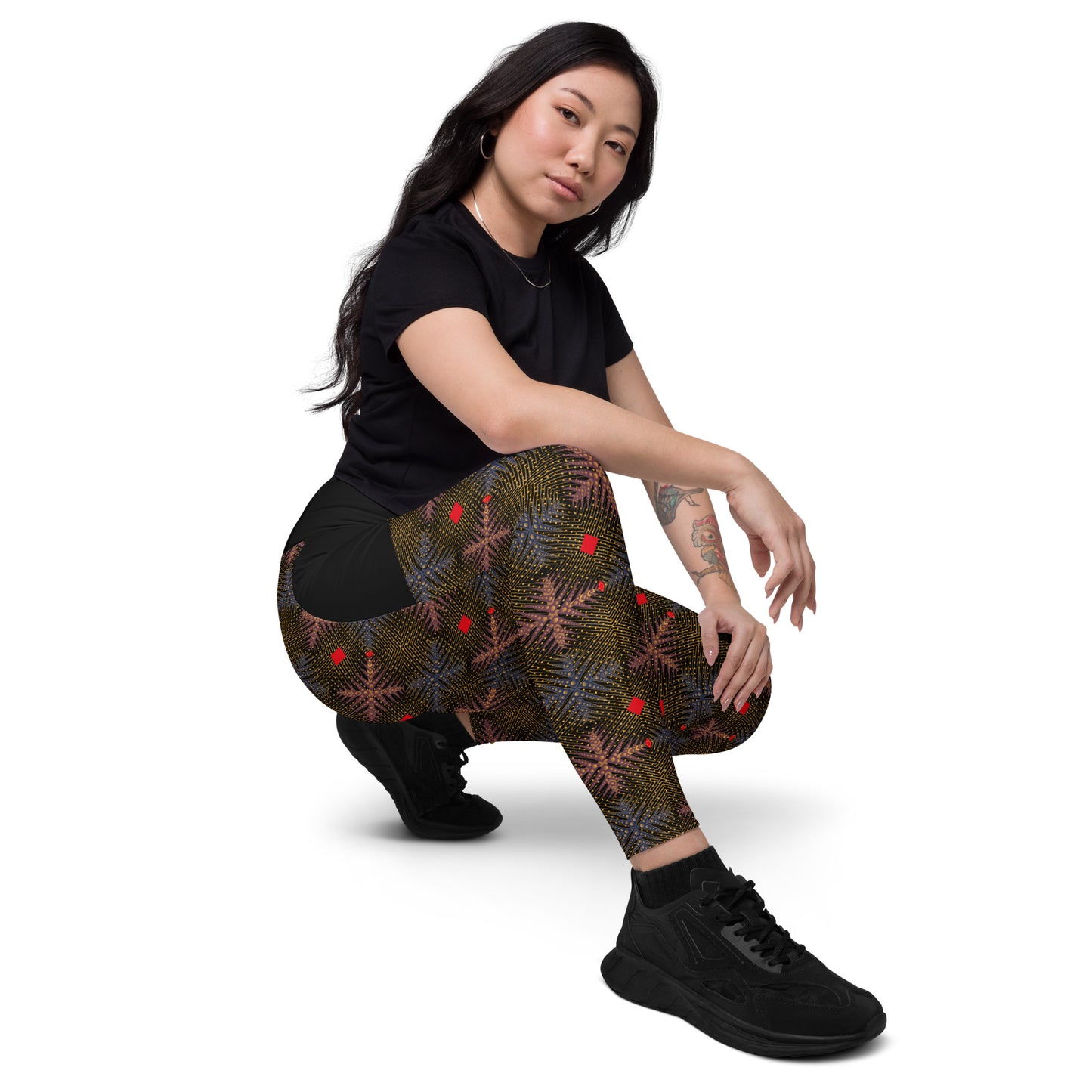 AfriBix Ankara High-Waist Leggings with pockets - Black