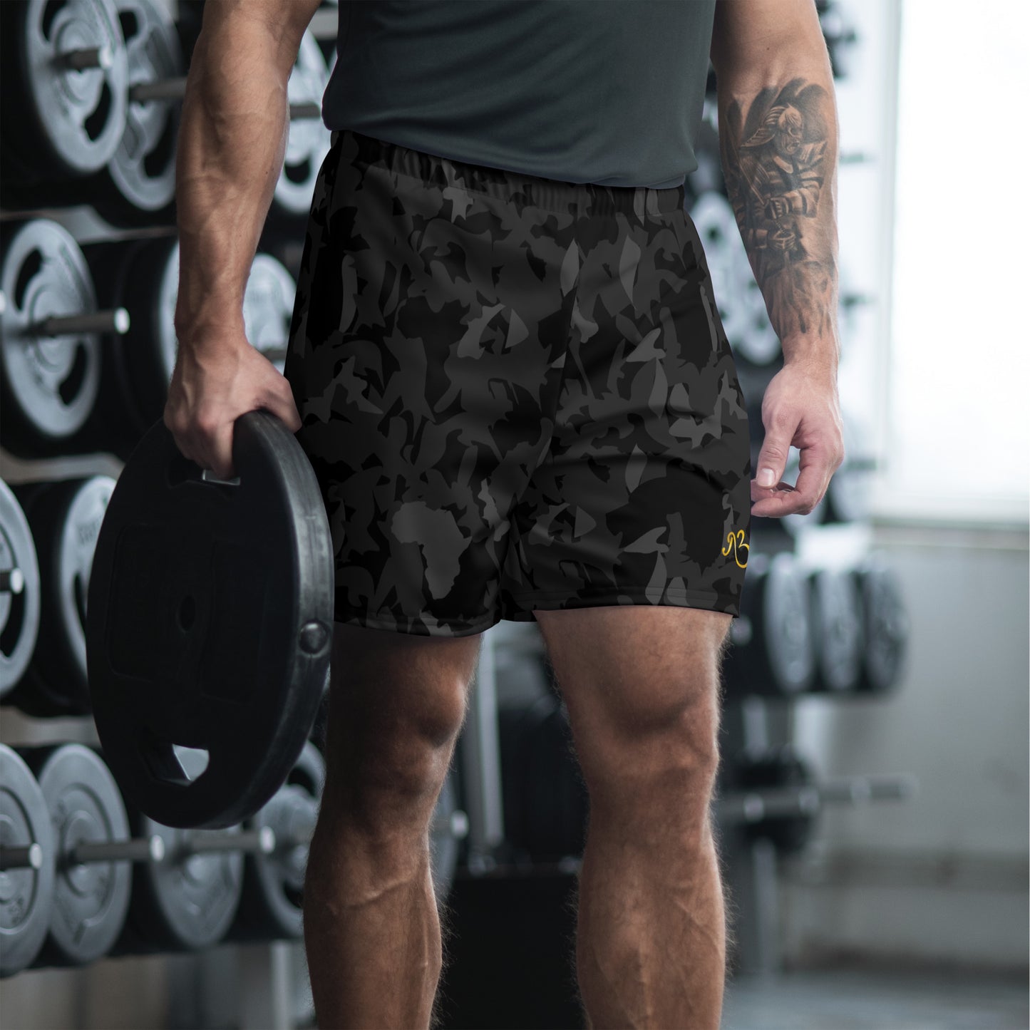 AfriBix Camo Noir Men's Recycled Athletic Shorts - Black