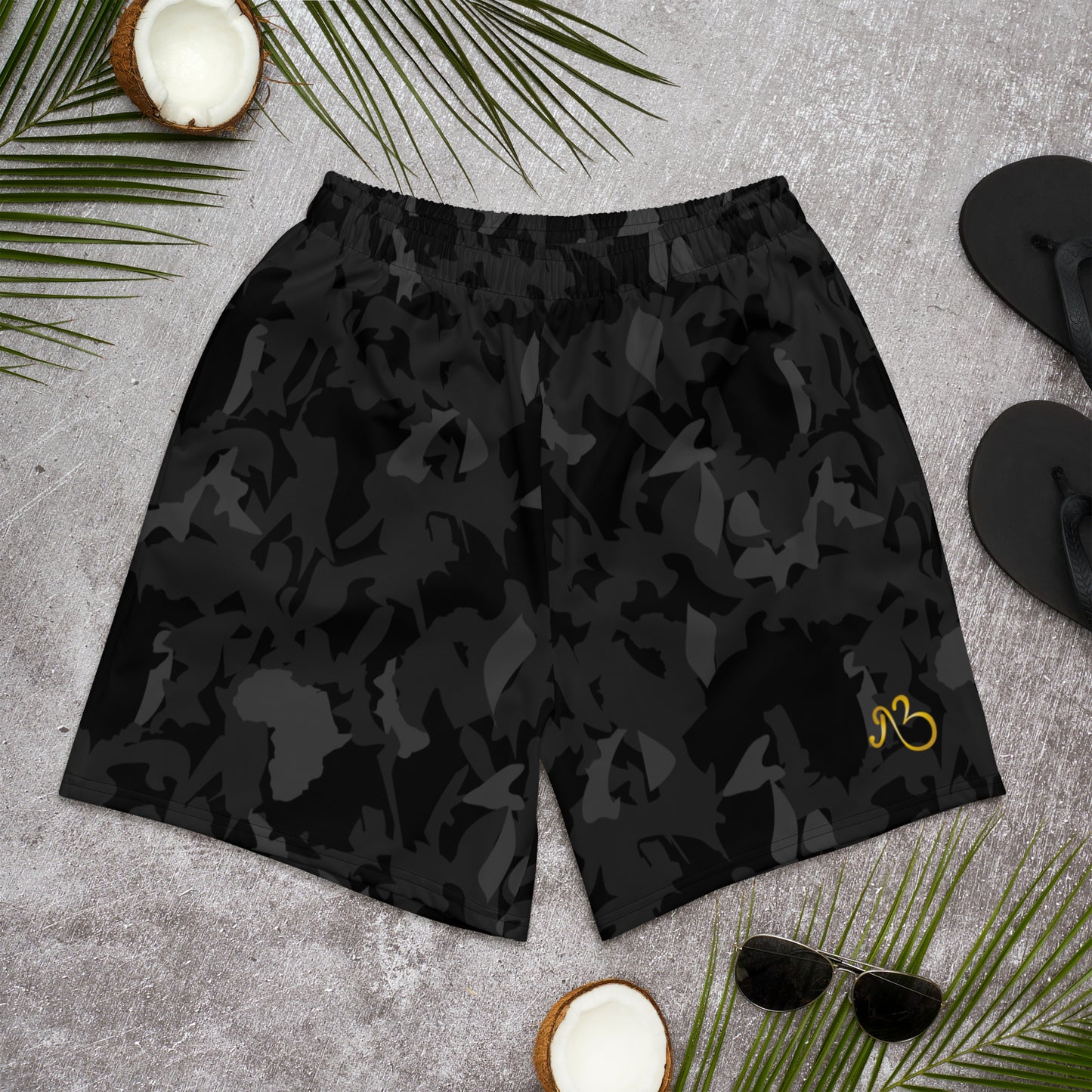 AfriBix Camo Noir Men's Recycled Athletic Shorts - Black