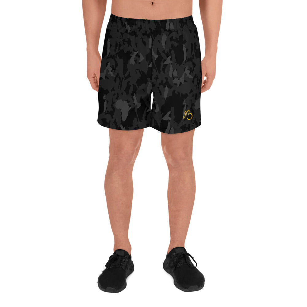 AfriBix Camo Noir Men's Recycled Athletic Shorts - Black