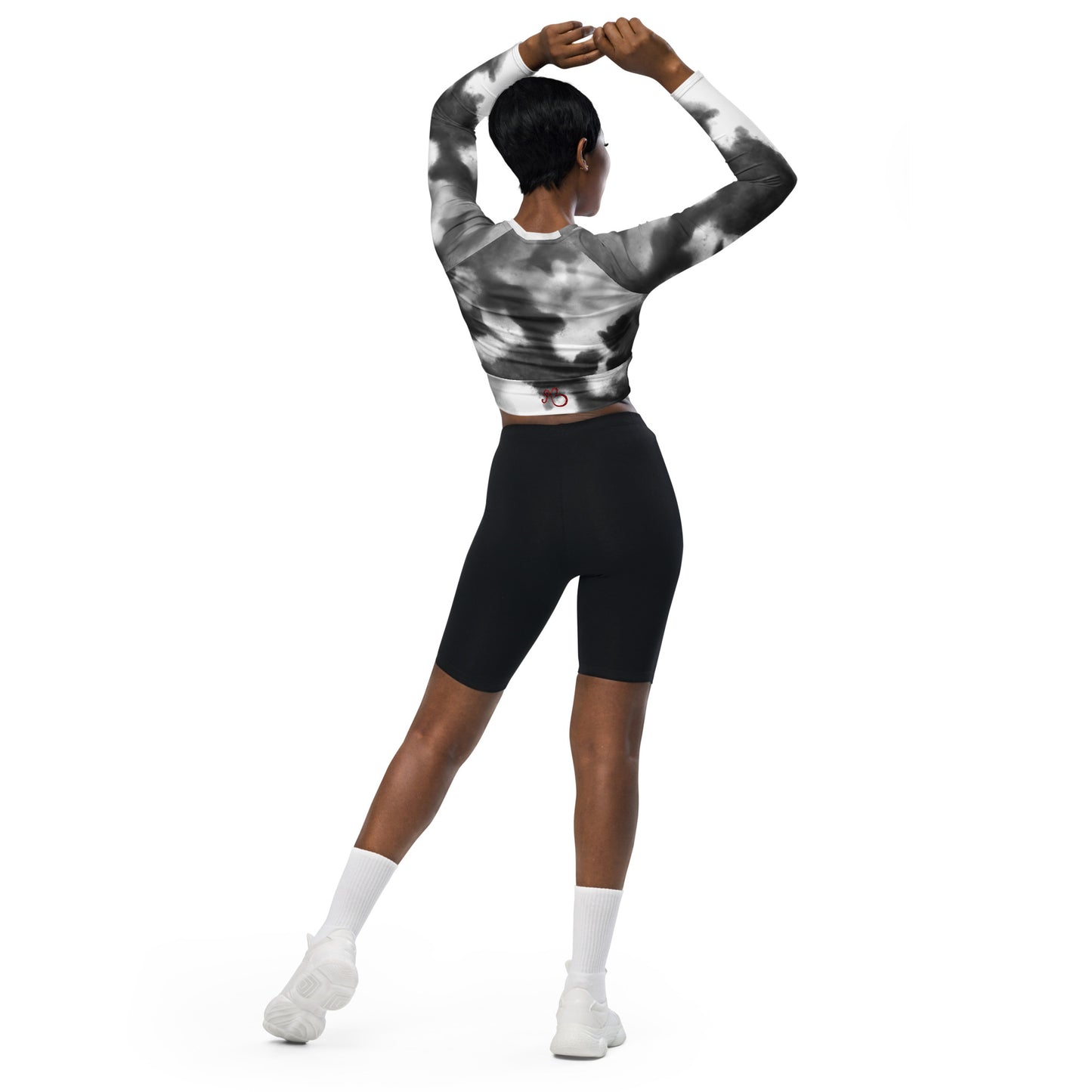 Black Tie and Dye Recycled long-sleeve crop top