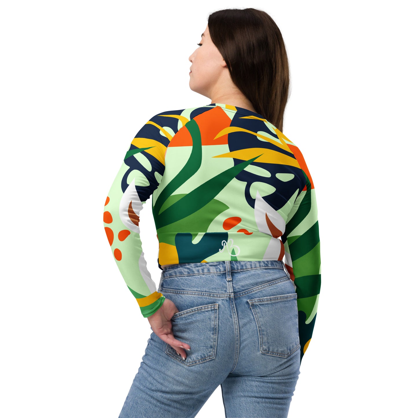 Floral Recycled long-sleeve crop top