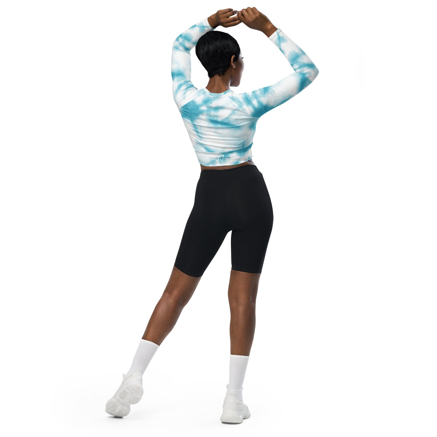 Blue Tie and Dye Recycled long-sleeve crop top