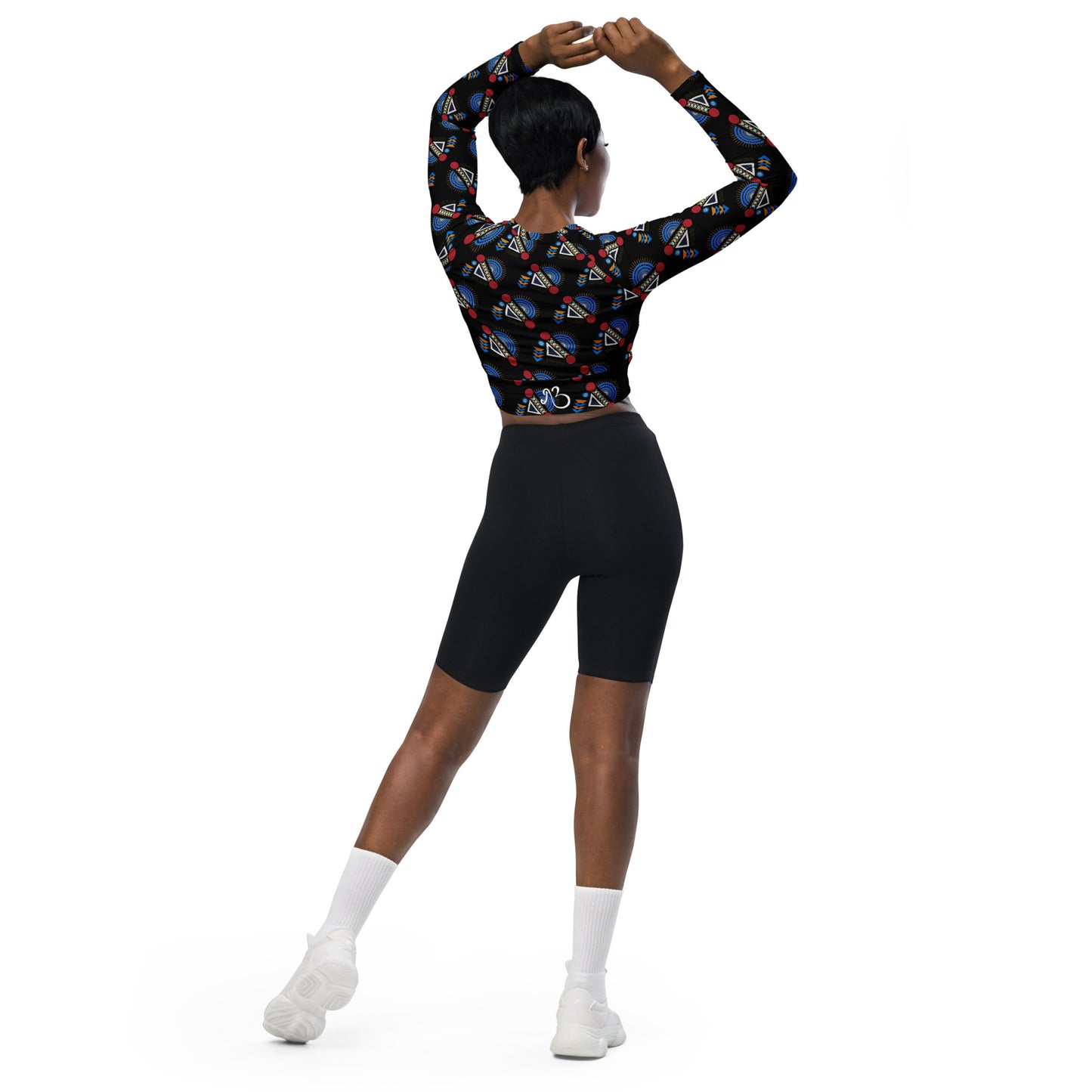 AfriBix Yanga Ankara Recycled long-sleeve crop top