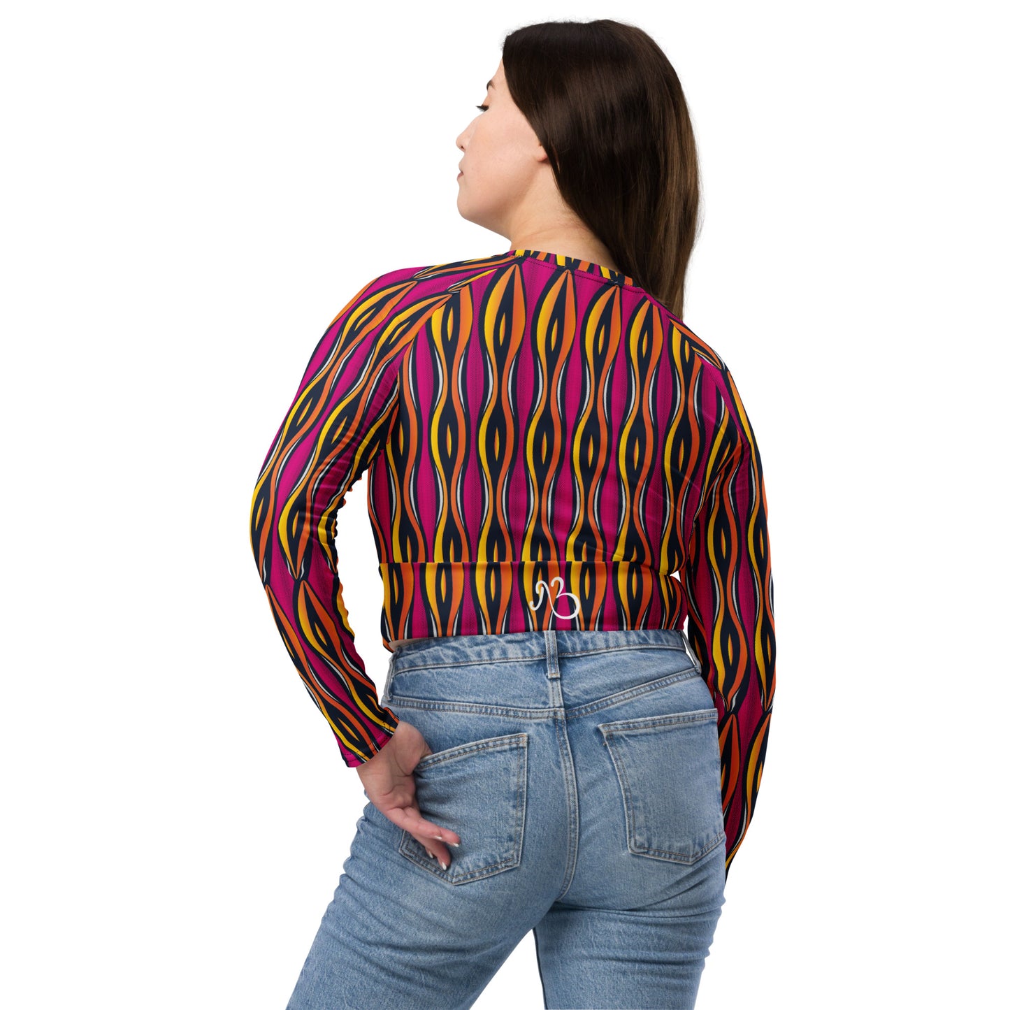 AfriBix Shakara Ankara Recycled long-sleeve crop top - Pink