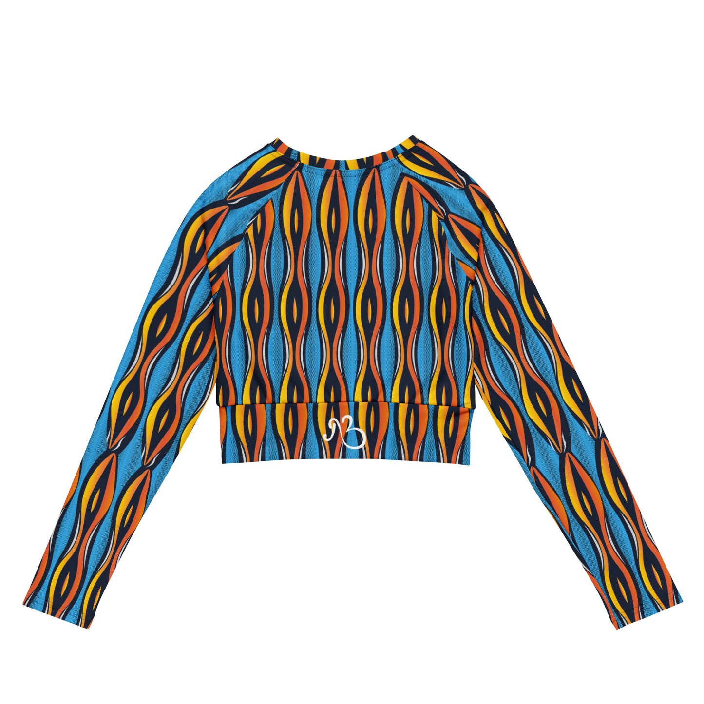 AfriBix Shakara Ankara Recycled long-sleeve crop top - Blue