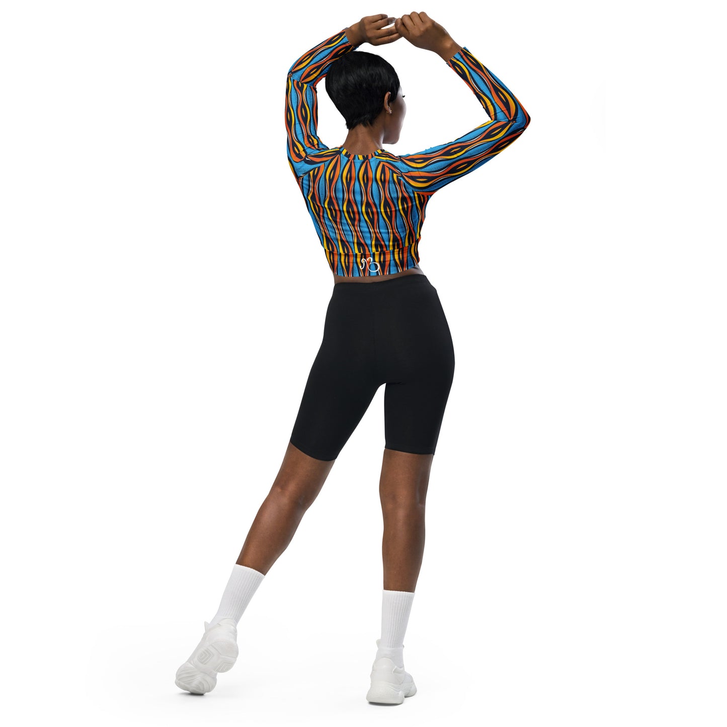 AfriBix Shakara Ankara Recycled long-sleeve crop top - Blue