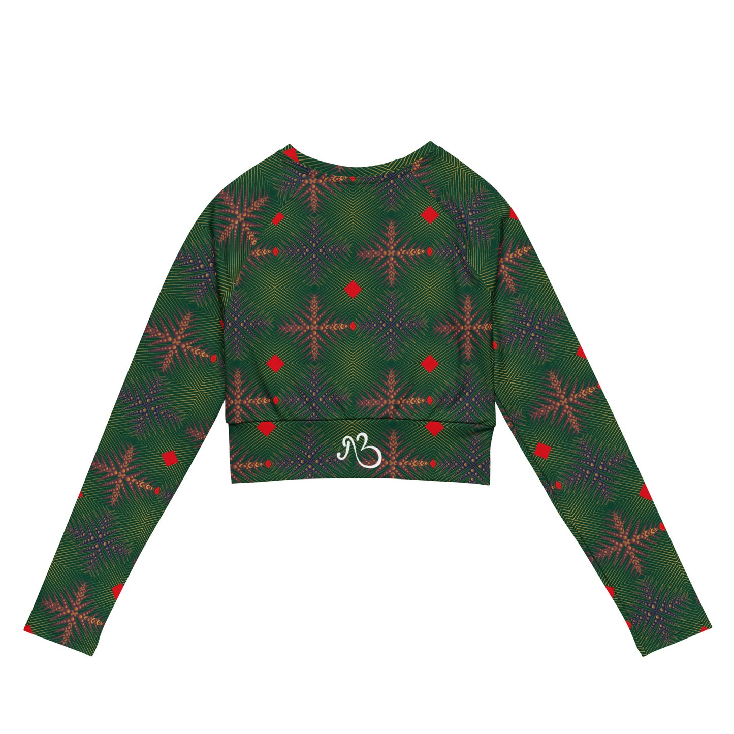 AfriBix Ankara Recycled long-sleeve crop top - Green