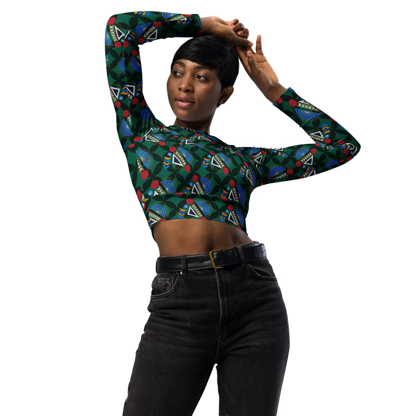 AfriBix Yanga Recycled long-sleeve crop top - Green