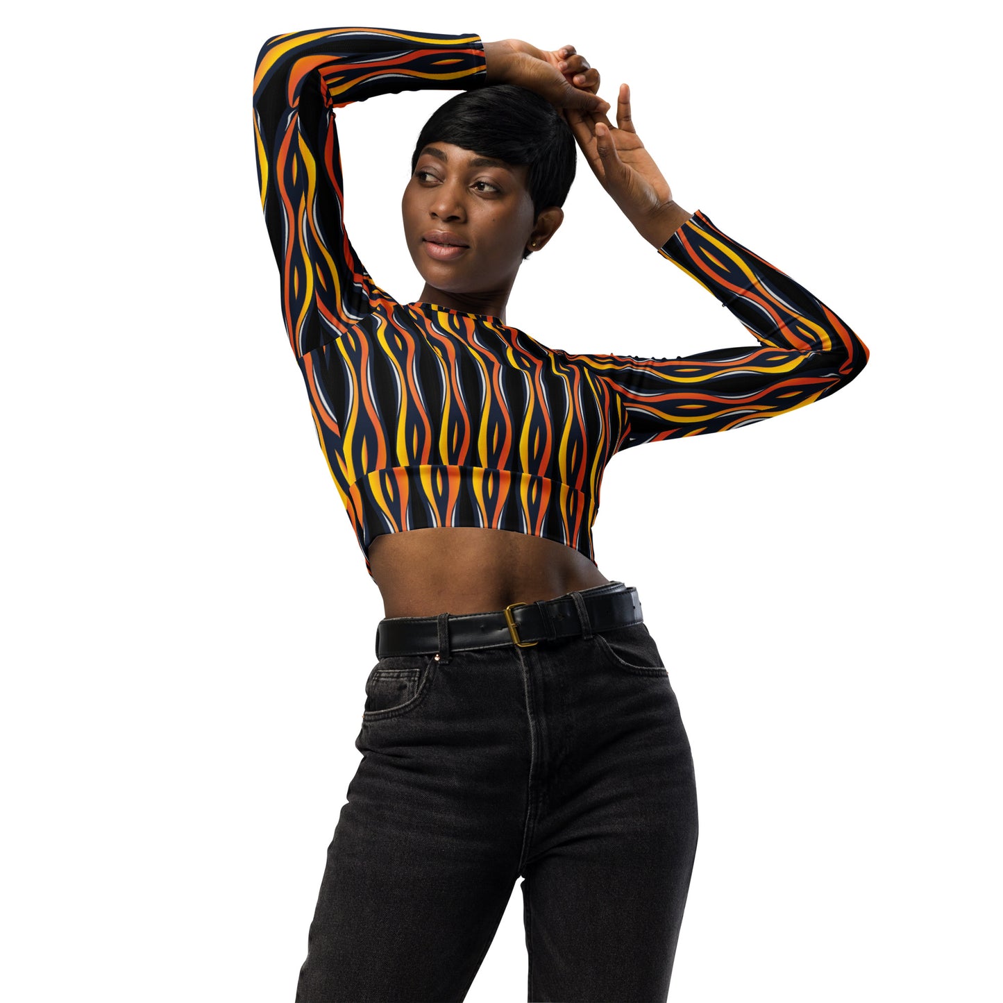 AfriBix Shakara Ankara Recycled long-sleeve crop top