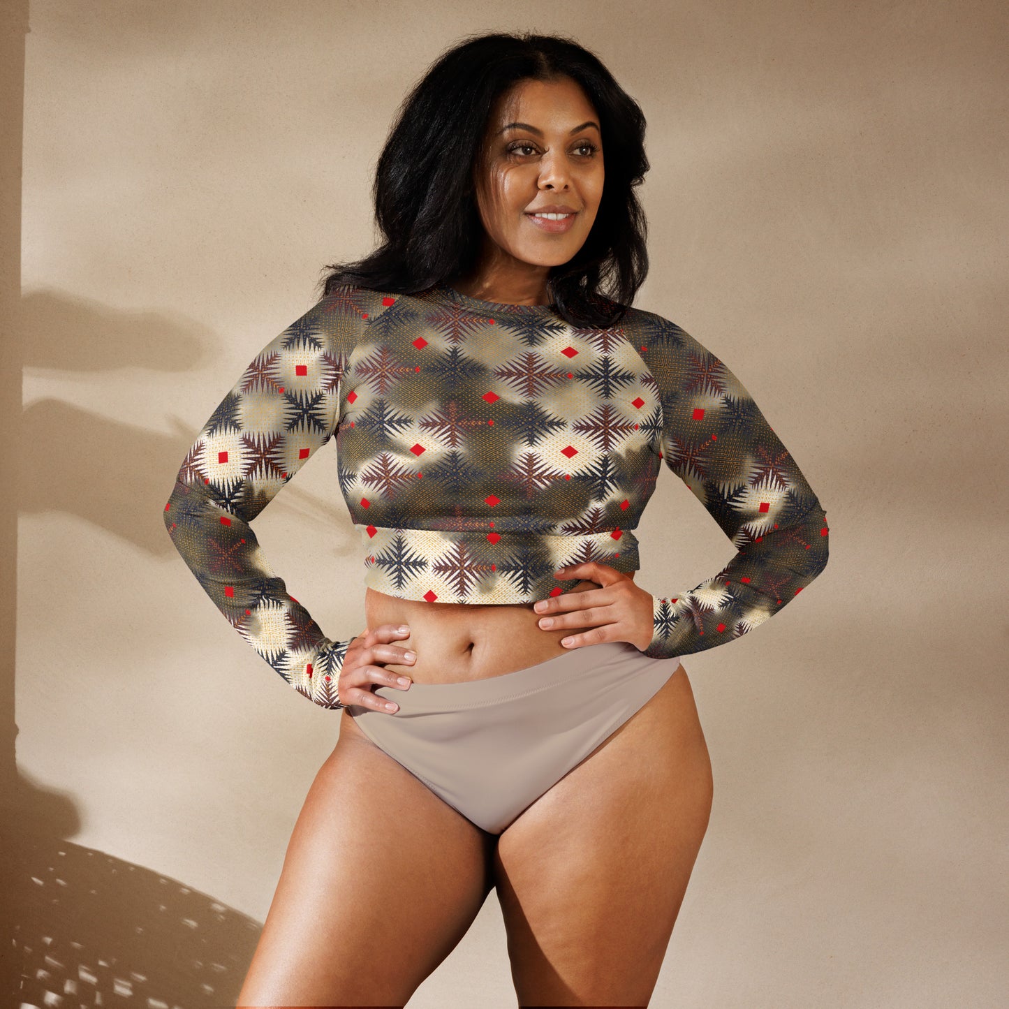 AfriBix Ankara Print Recycled long-sleeve crop top
