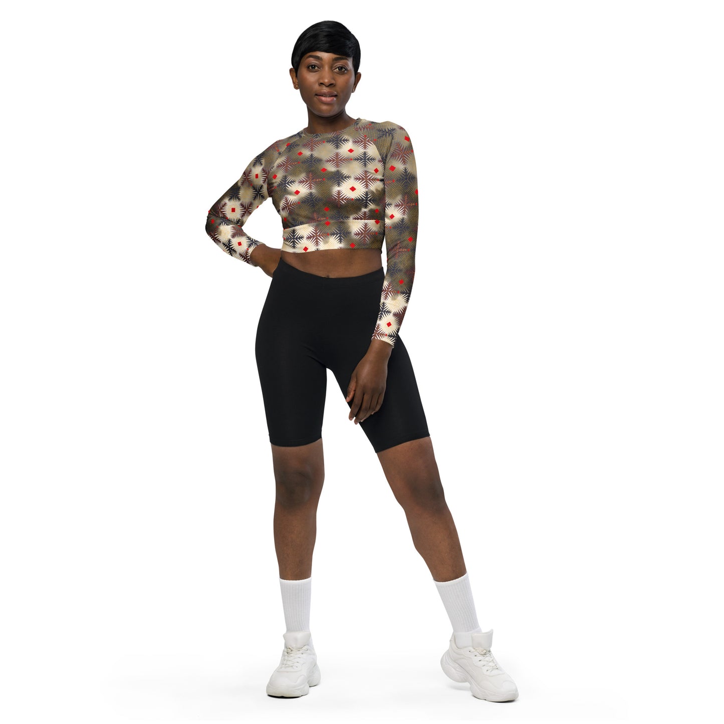 AfriBix Ankara Print Recycled long-sleeve crop top