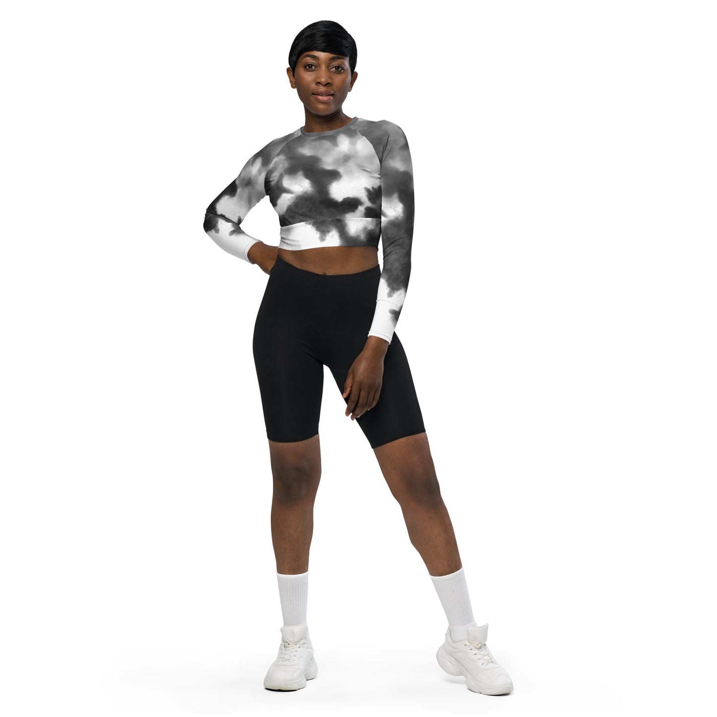 Black Tie and Dye Recycled long-sleeve crop top