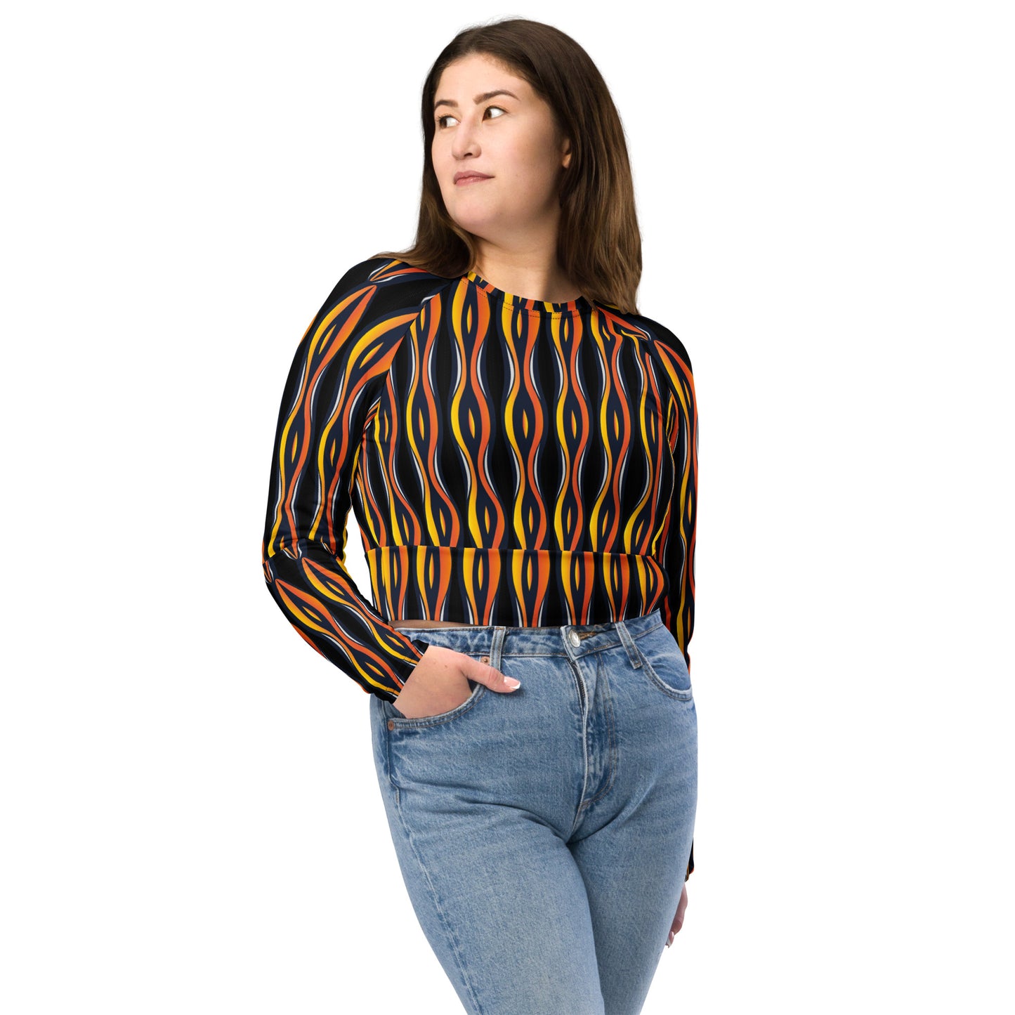 AfriBix Shakara Ankara Recycled long-sleeve crop top