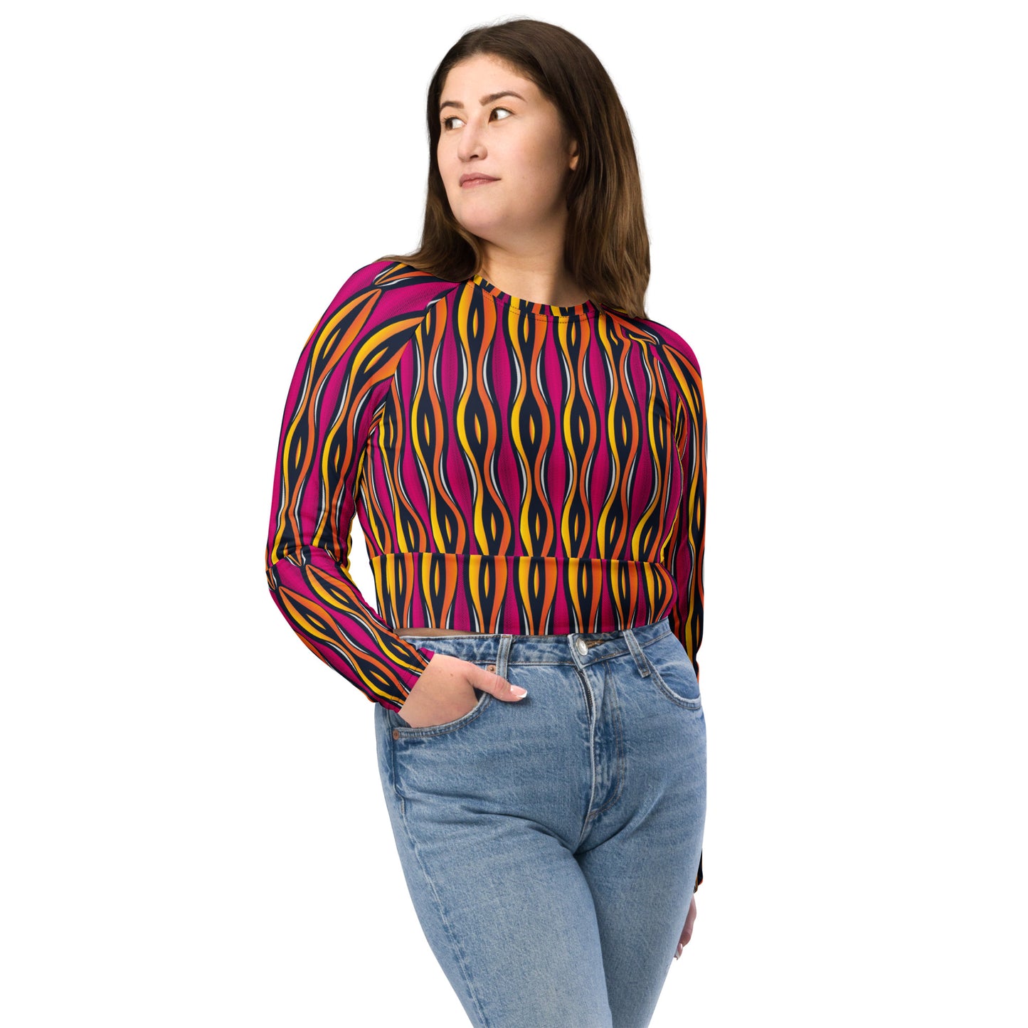AfriBix Shakara Ankara Recycled long-sleeve crop top - Pink