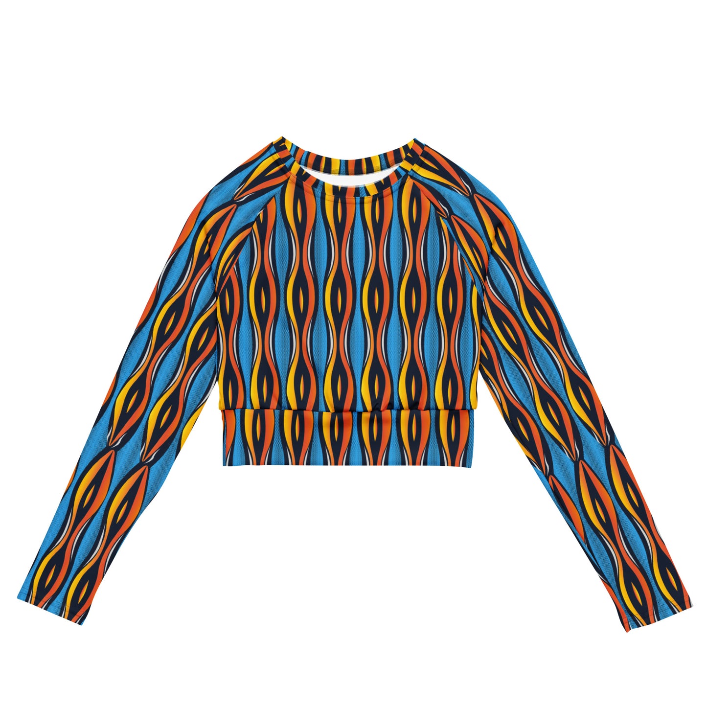 AfriBix Shakara Ankara Recycled long-sleeve crop top - Blue