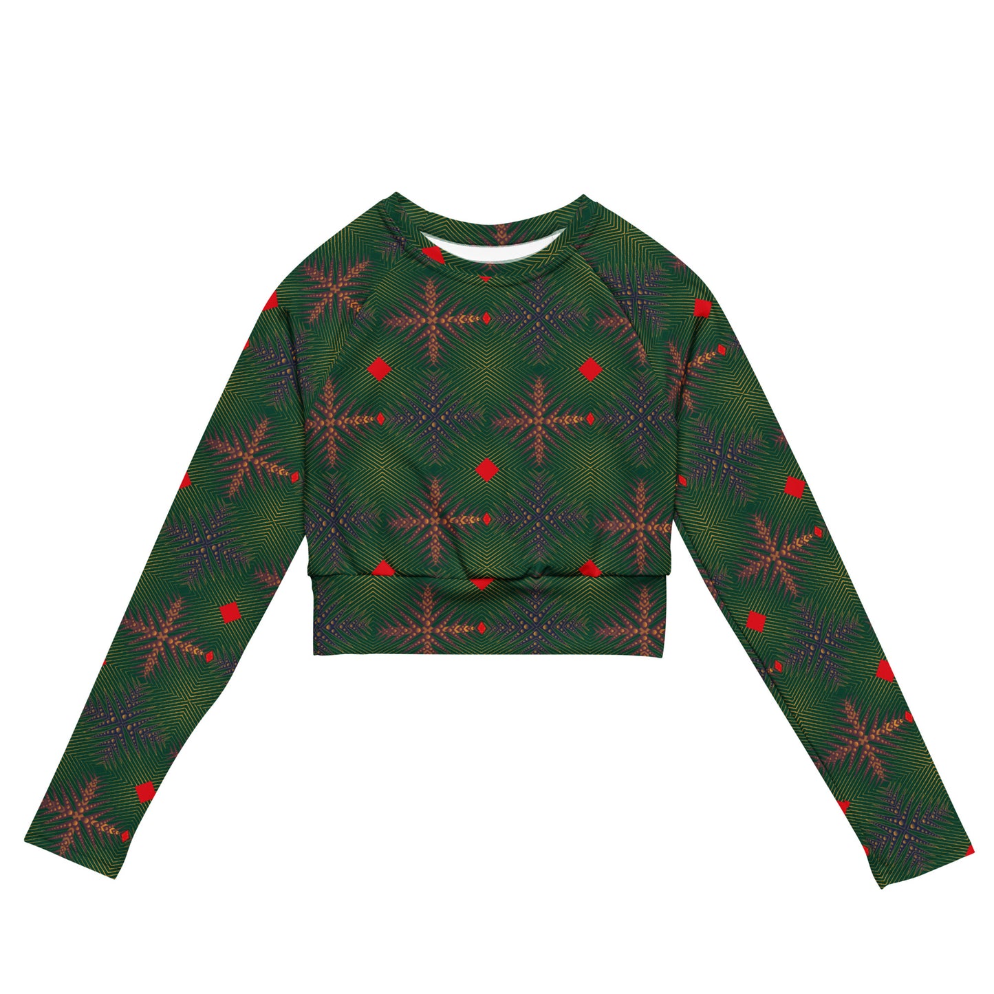 AfriBix Ankara Recycled long-sleeve crop top - Green