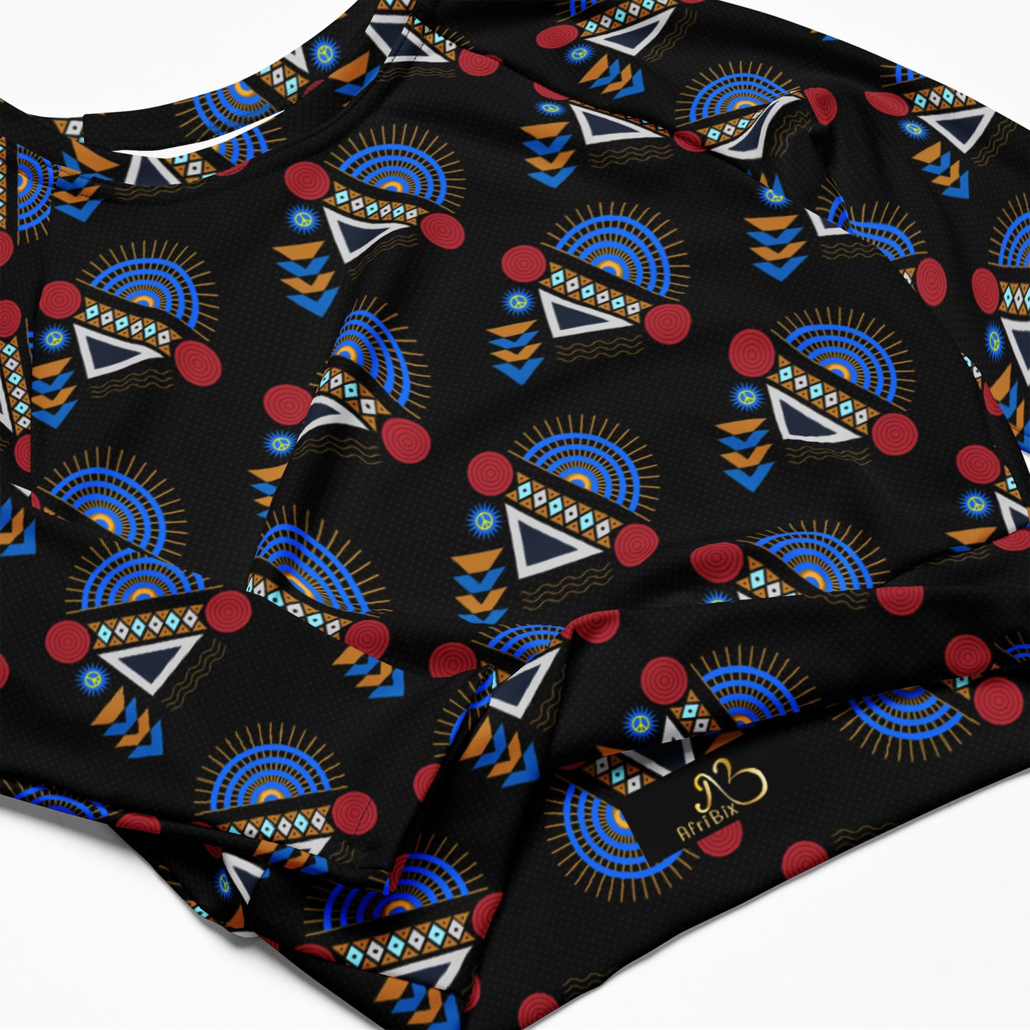 AfriBix Yanga Ankara Recycled long-sleeve crop top