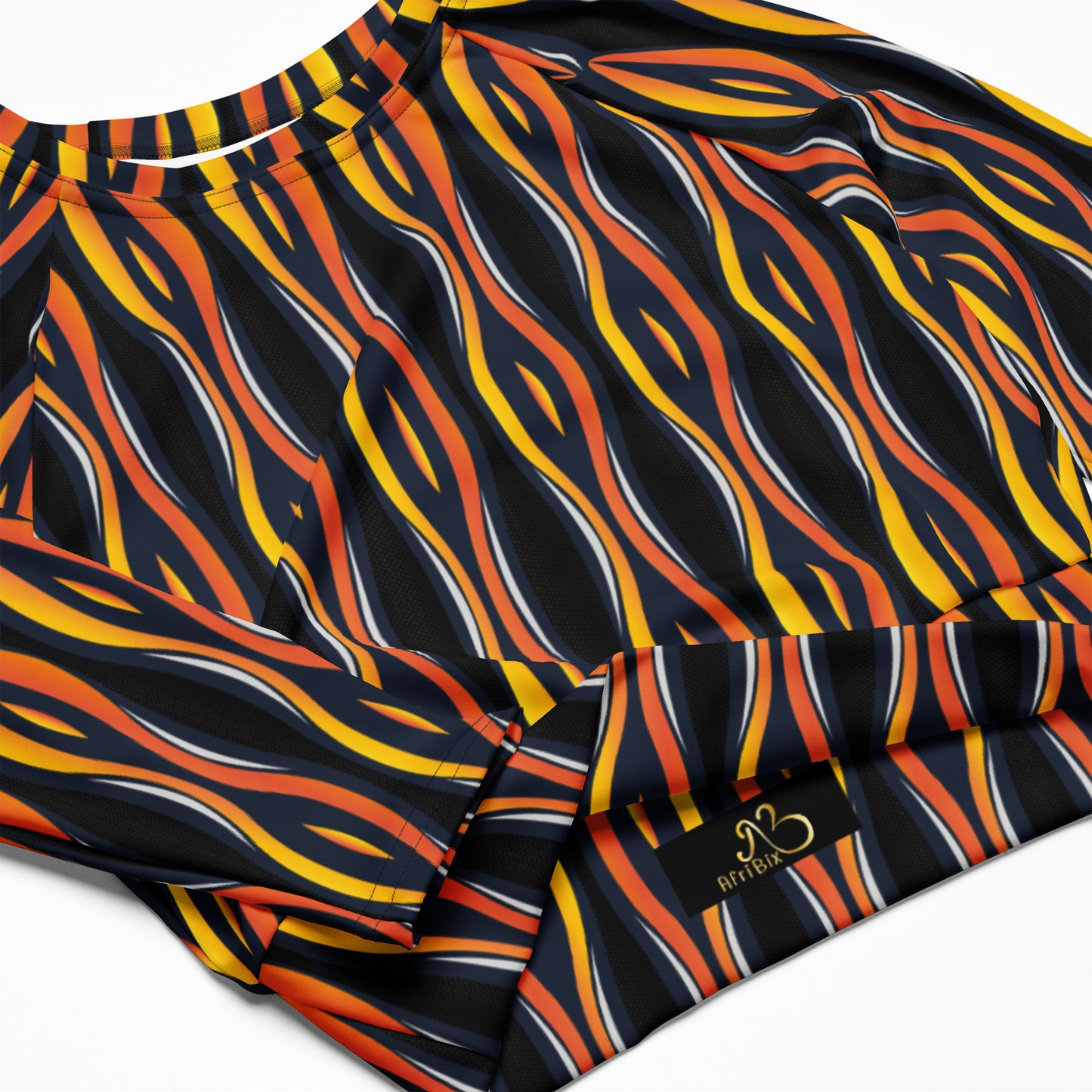 AfriBix Shakara Ankara Recycled long-sleeve crop top