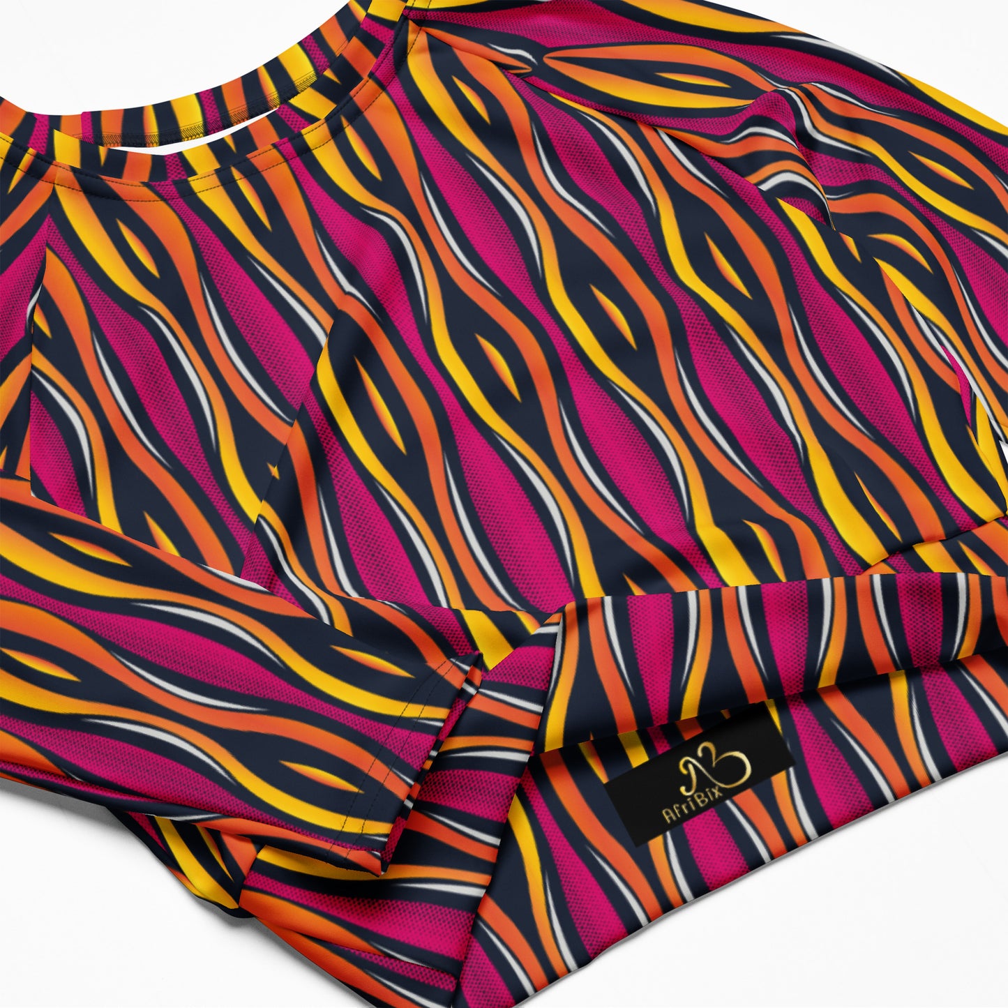 AfriBix Shakara Ankara Recycled long-sleeve crop top - Pink