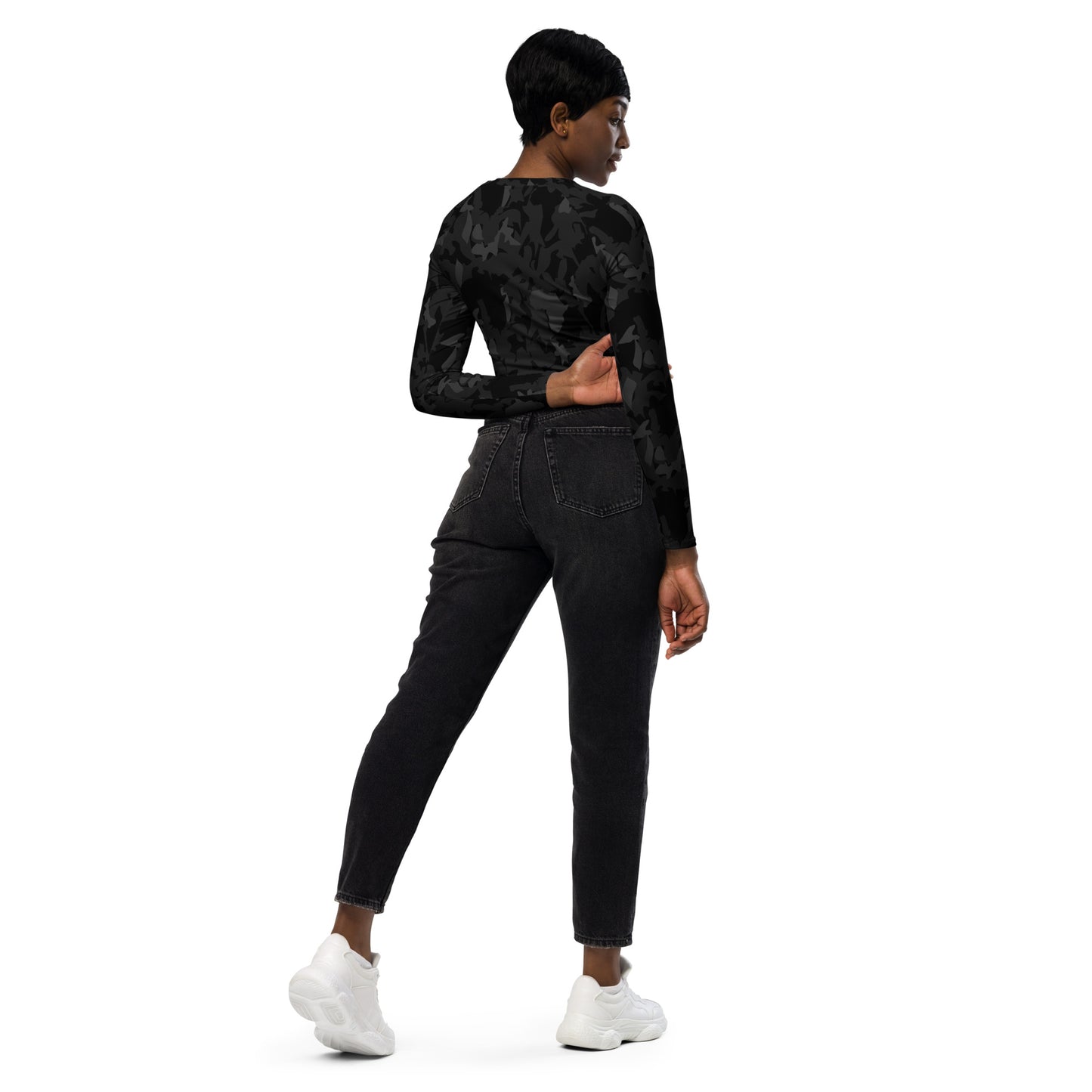 AfriBix Camo Noir Recycled long-sleeve crop top
