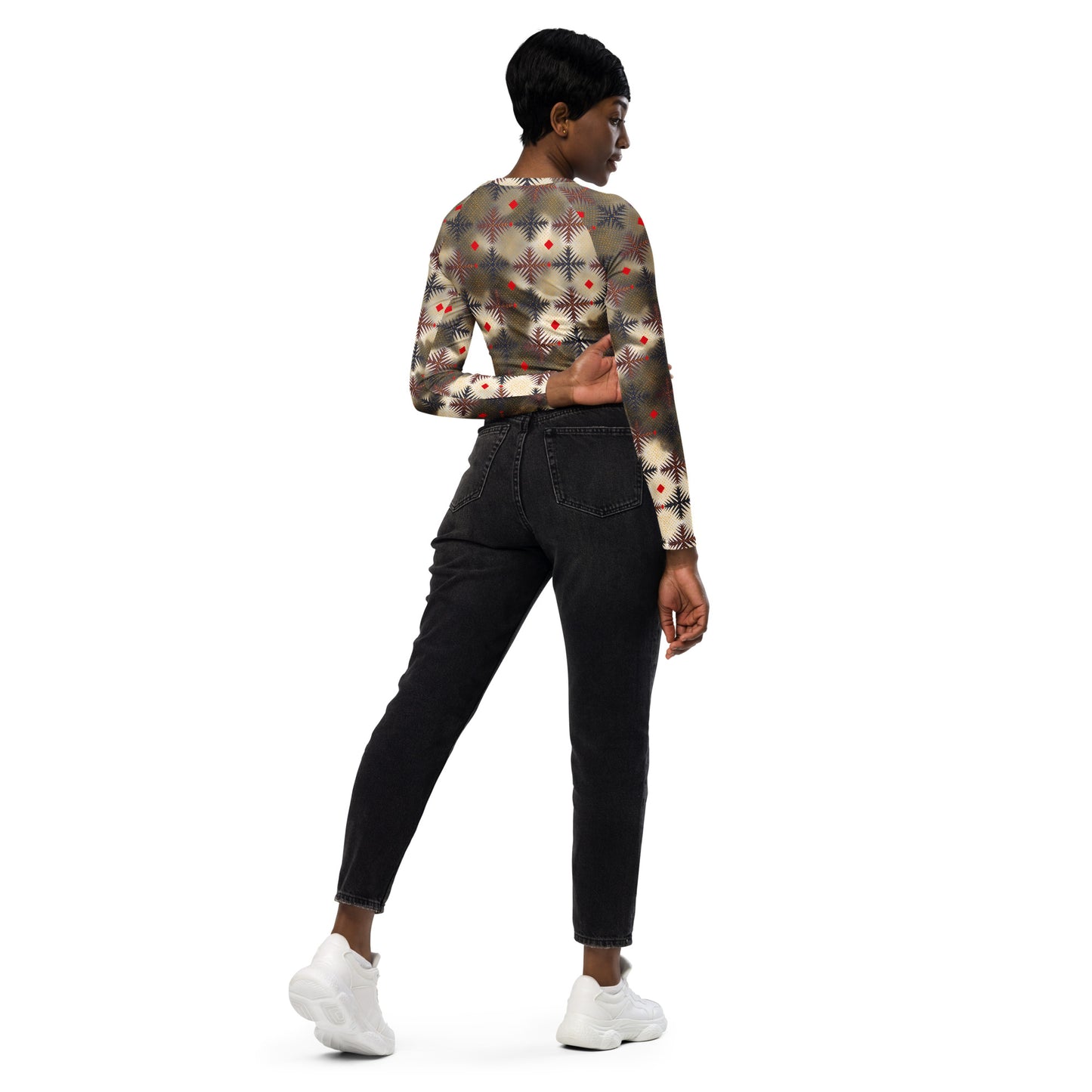 AfriBix Ankara Print Recycled long-sleeve crop top