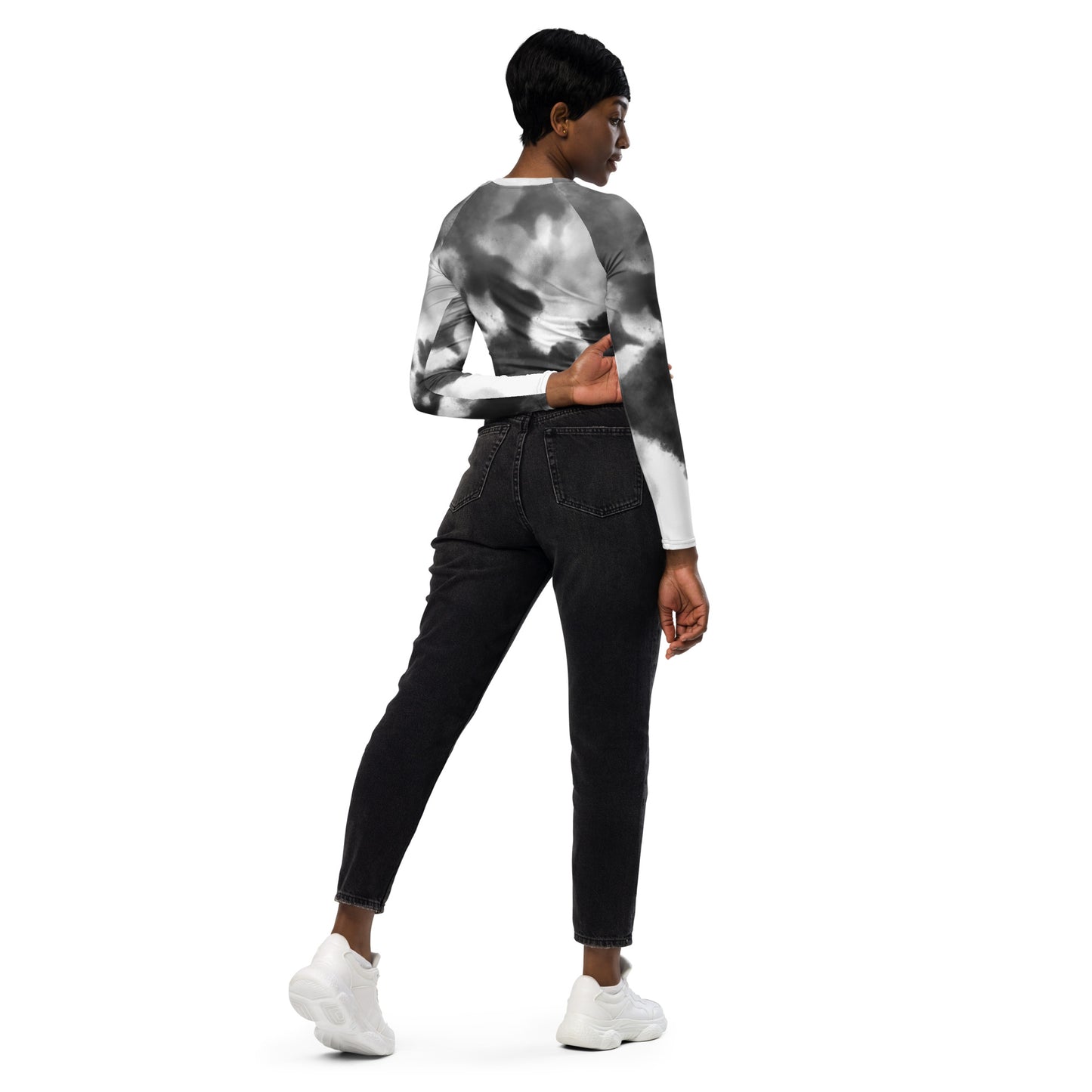 Black Tie and Dye Recycled long-sleeve crop top