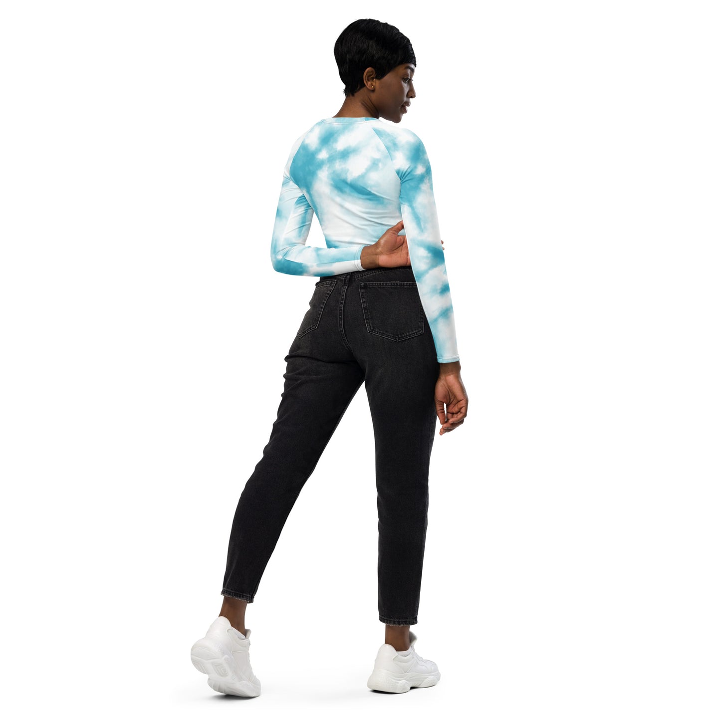 Blue Tie and Dye Recycled long-sleeve crop top