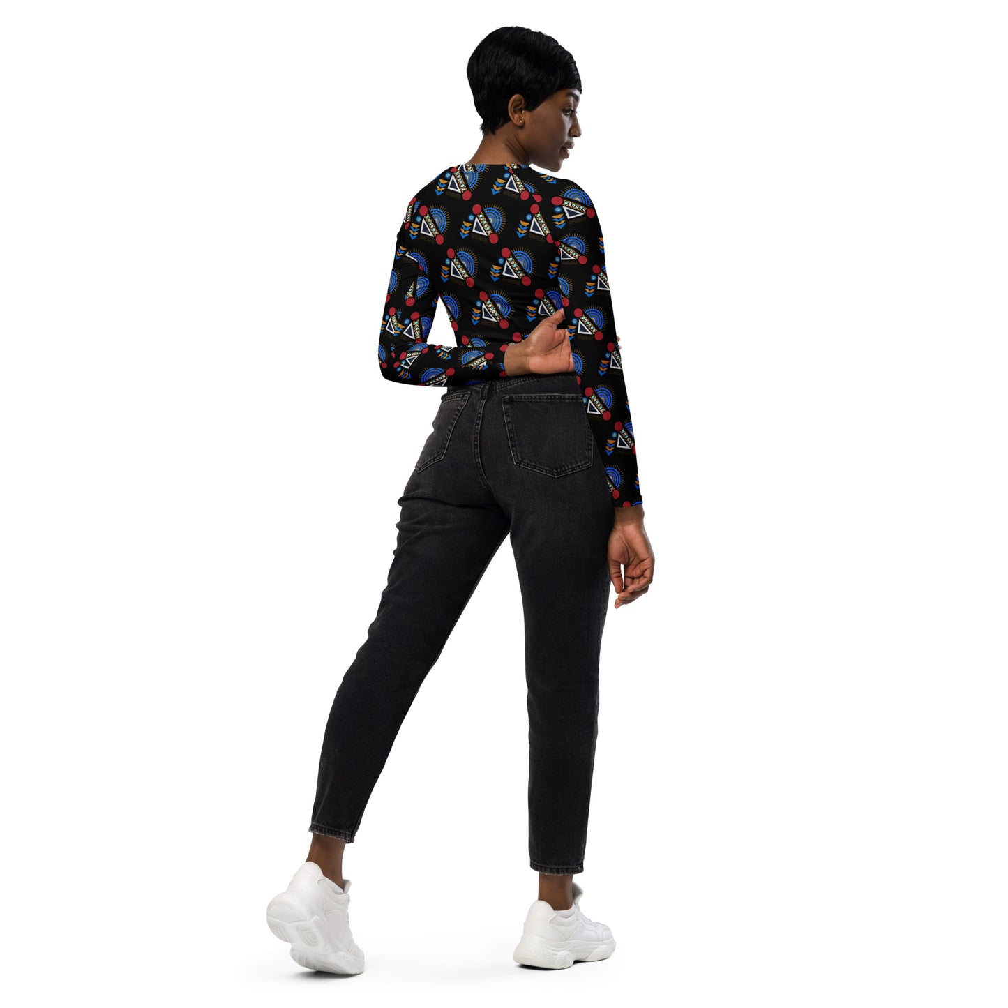 AfriBix Yanga Ankara Recycled long-sleeve crop top