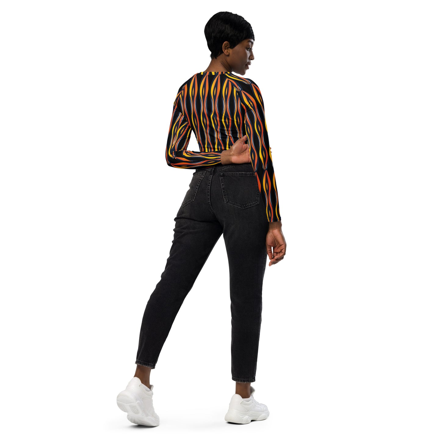 AfriBix Shakara Ankara Recycled long-sleeve crop top