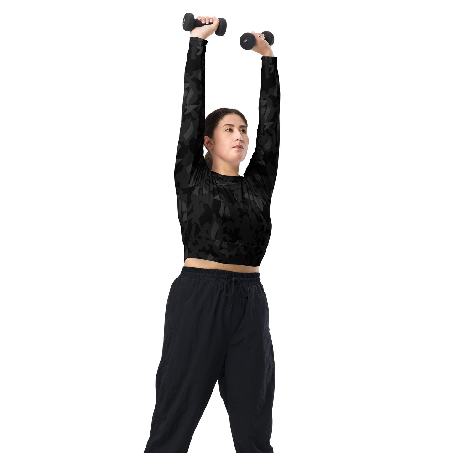 AfriBix Camo Noir Recycled long-sleeve crop top