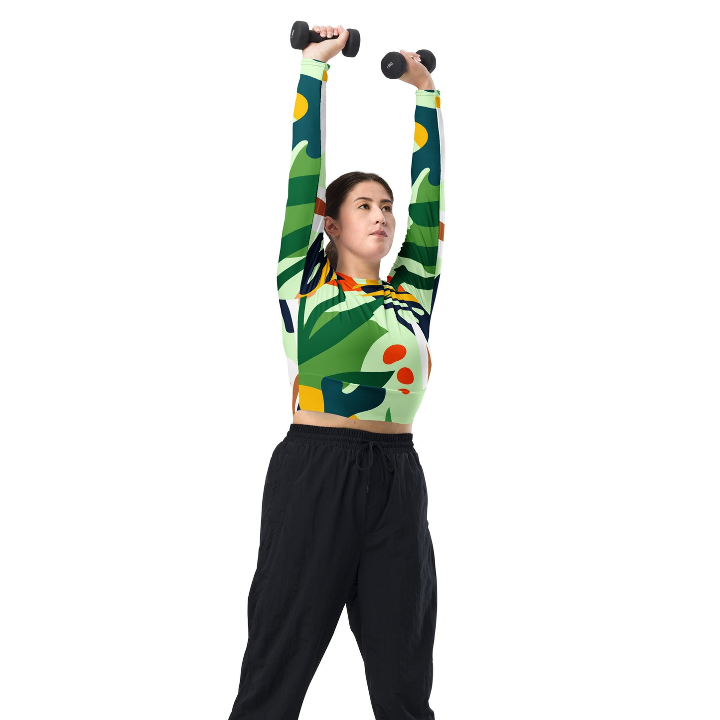 Floral Recycled long-sleeve crop top