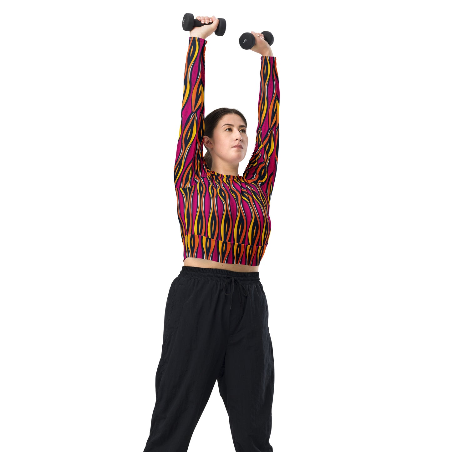 AfriBix Shakara Ankara Recycled long-sleeve crop top - Pink