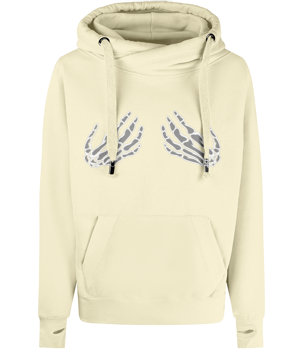 Unisex Cross Neck Skeleton Hand Hoodie