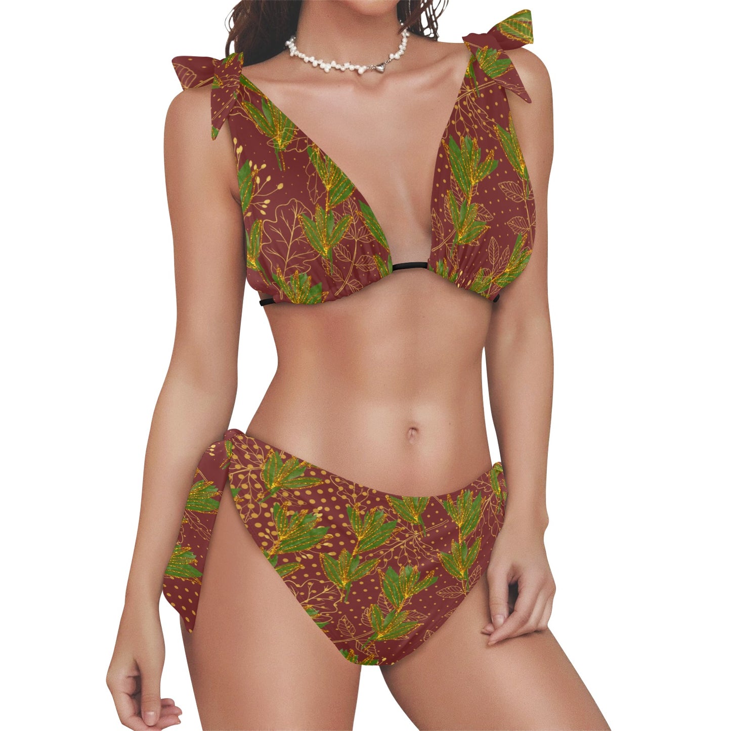 Gold Leaf Ankara Bikini Swimsuit
