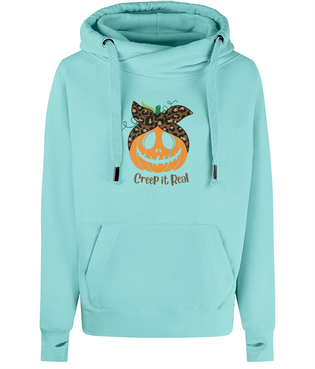 Unisex Halloween Pumpkin Cross Neck Hoodie