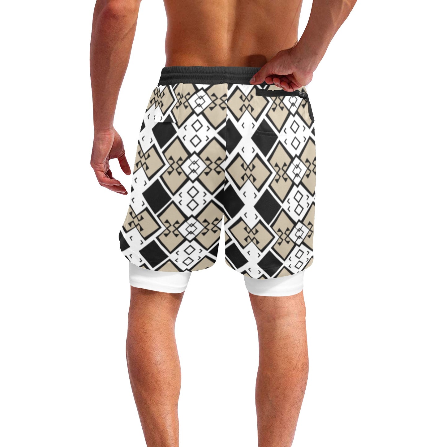 Aztec Print Men’s Sports Shorts with insert white tights