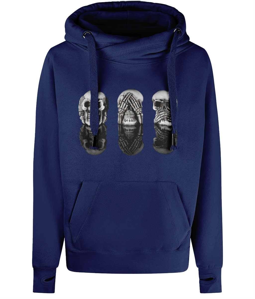 Unisex Halloween Cross Neck Skeleton Skull Hoodie