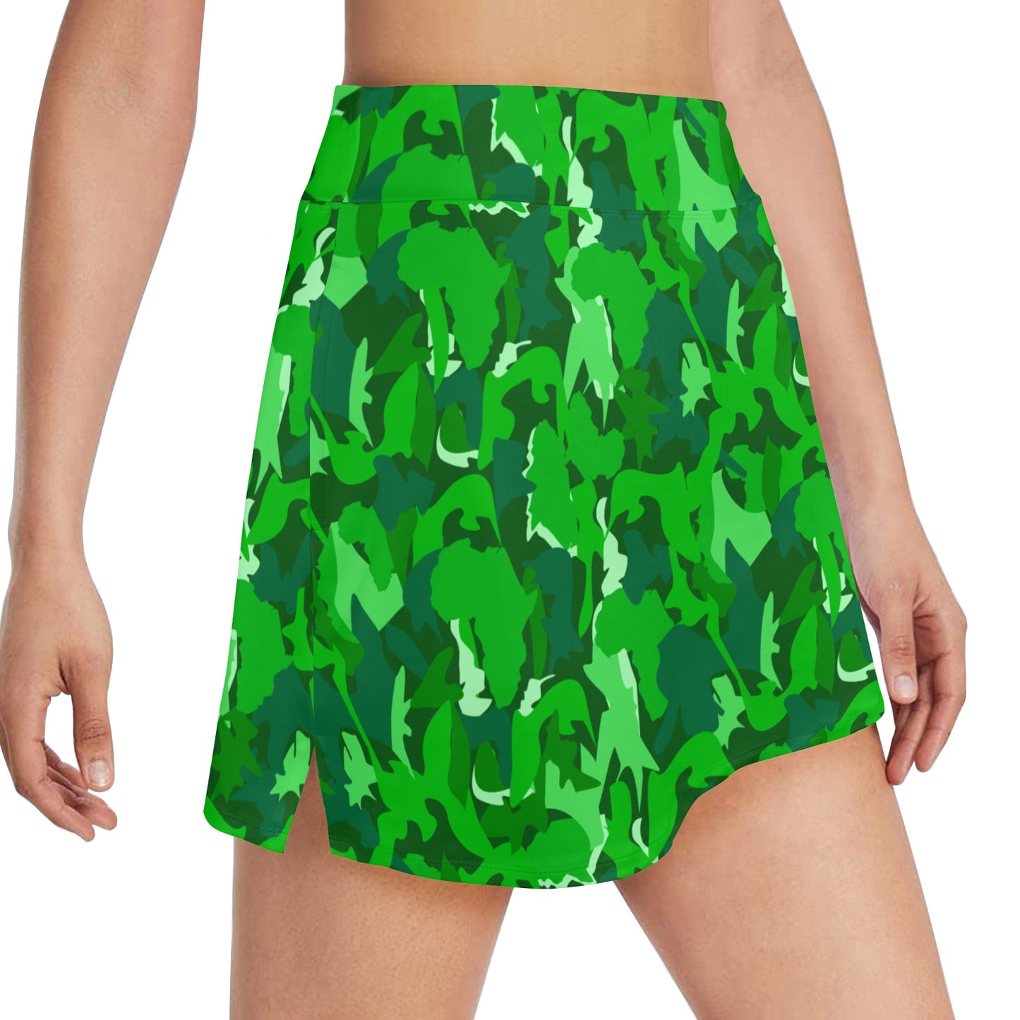 AfriBix Green Camo Tennis and Golf Women's Skort Skirt with Pockets