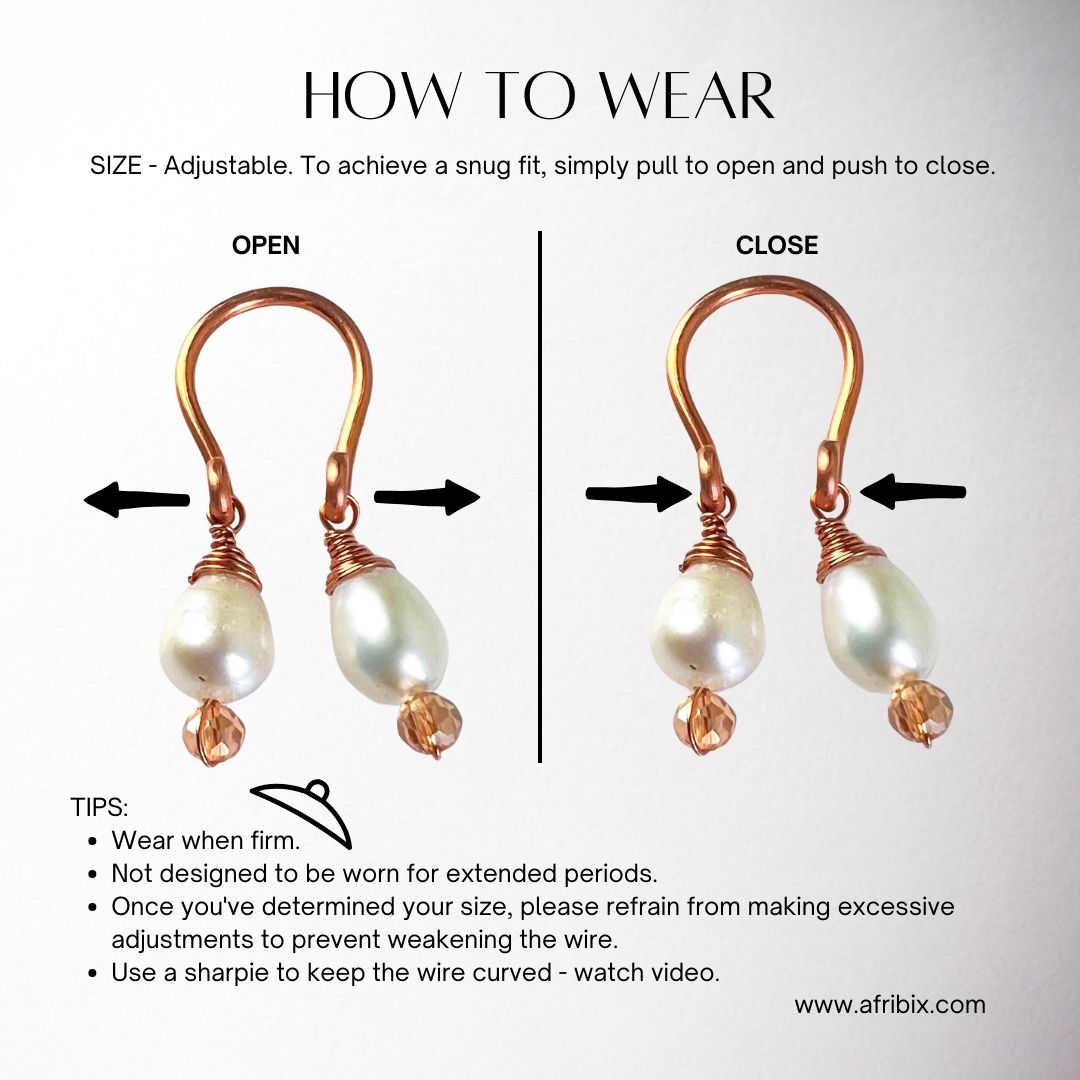 Eden Pearl Adjustable Non-permanent Nipple Rings, Gemstone Nipple Jewellery  - Set of 2