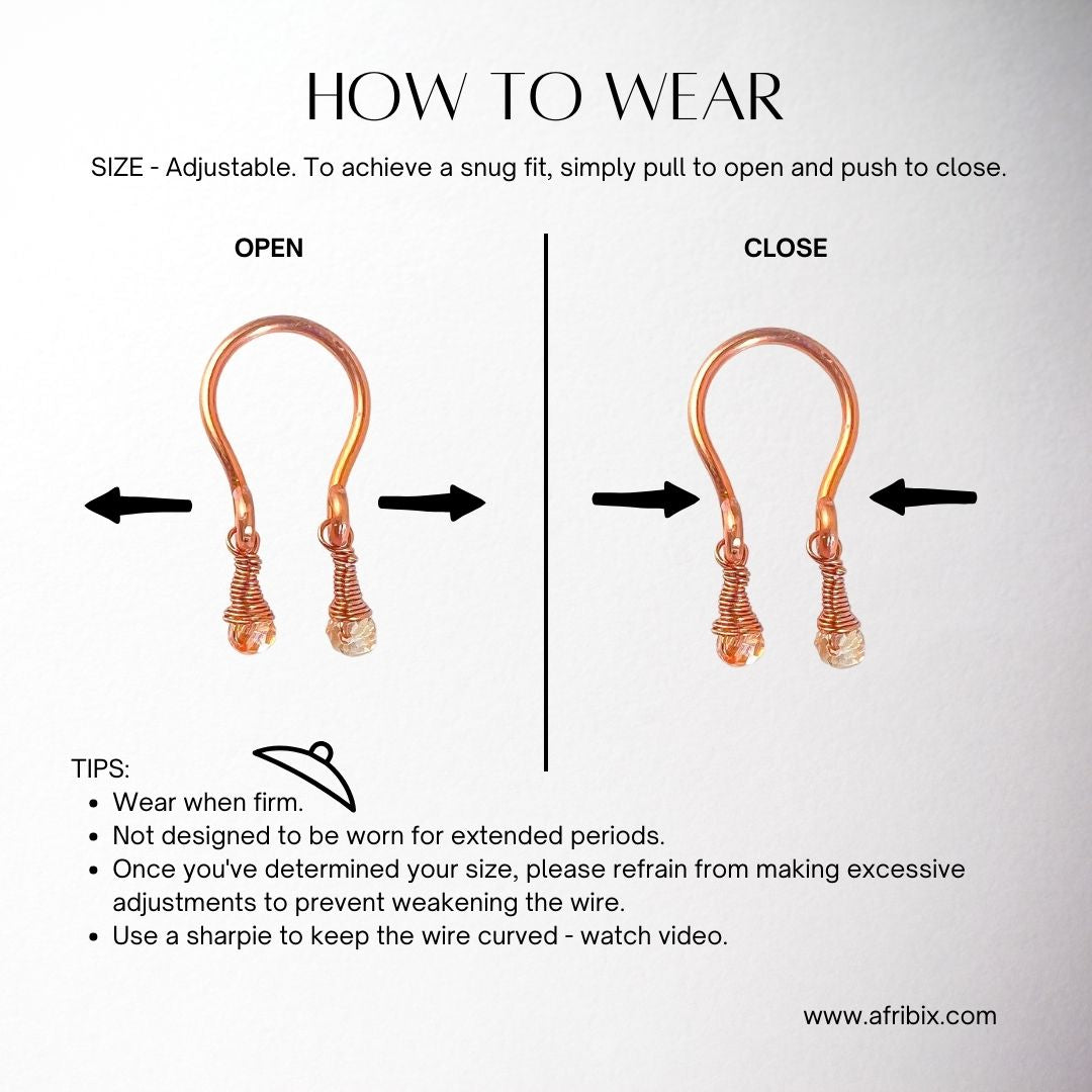 Eden Crystal Adjustable Non-permanent Nipple Rings, Gemstone Nipple Jewellery  - Set of 2