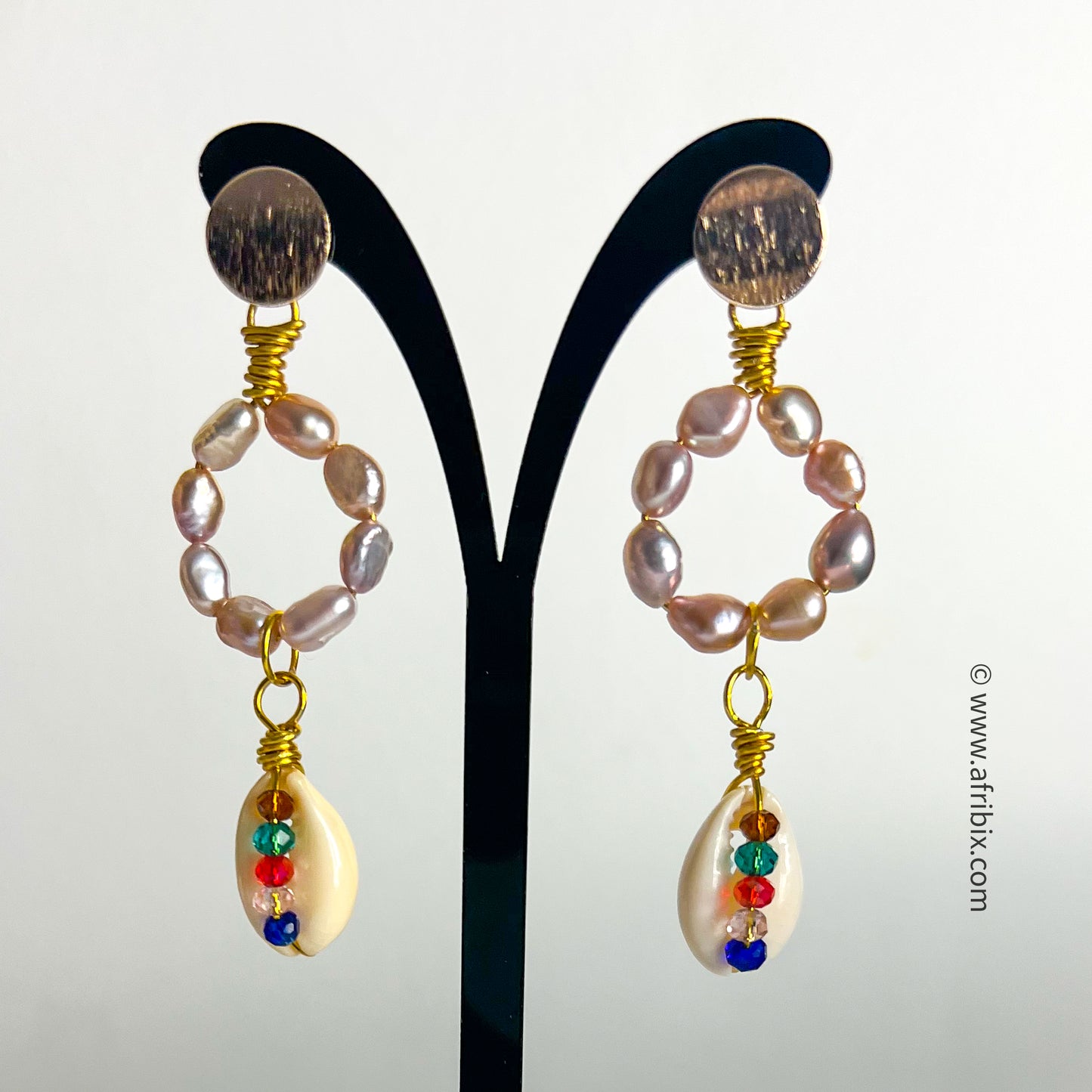 Freshwater Pearl Cowrie Dangle Drop Earring