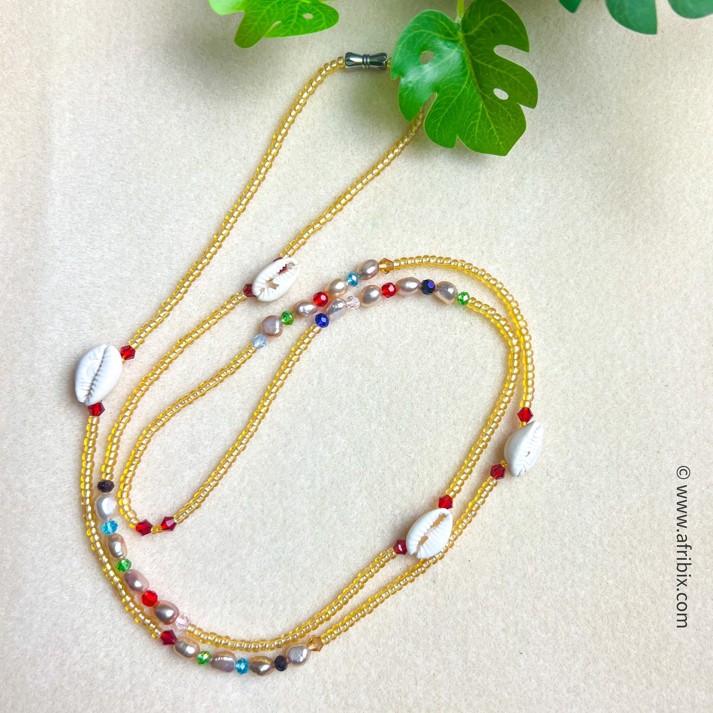 Royal Pearl and Cowrie Gold Belly Chain Waistbead - two piece