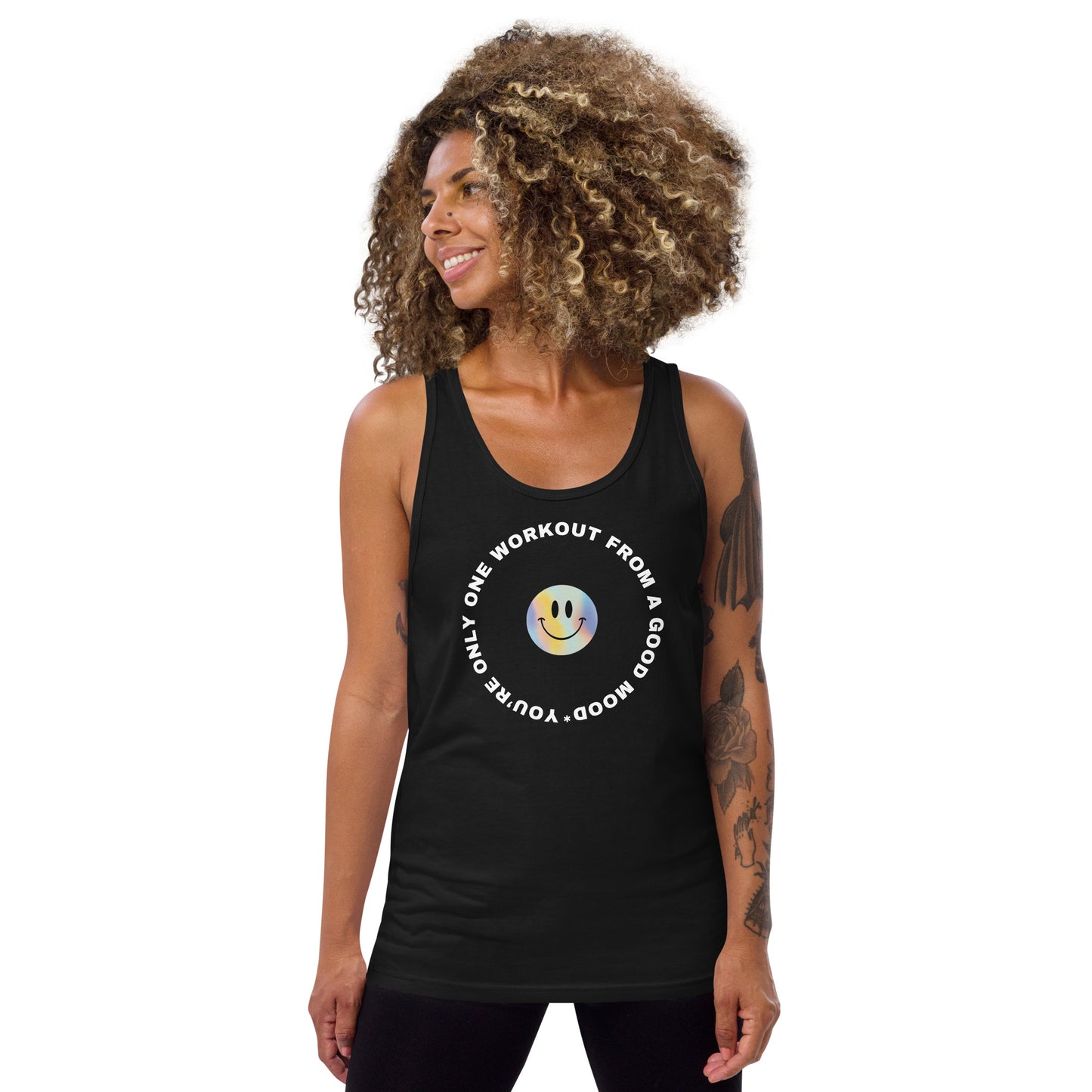 Smiley Gym Quote Unisex Tank Top - Good Workout